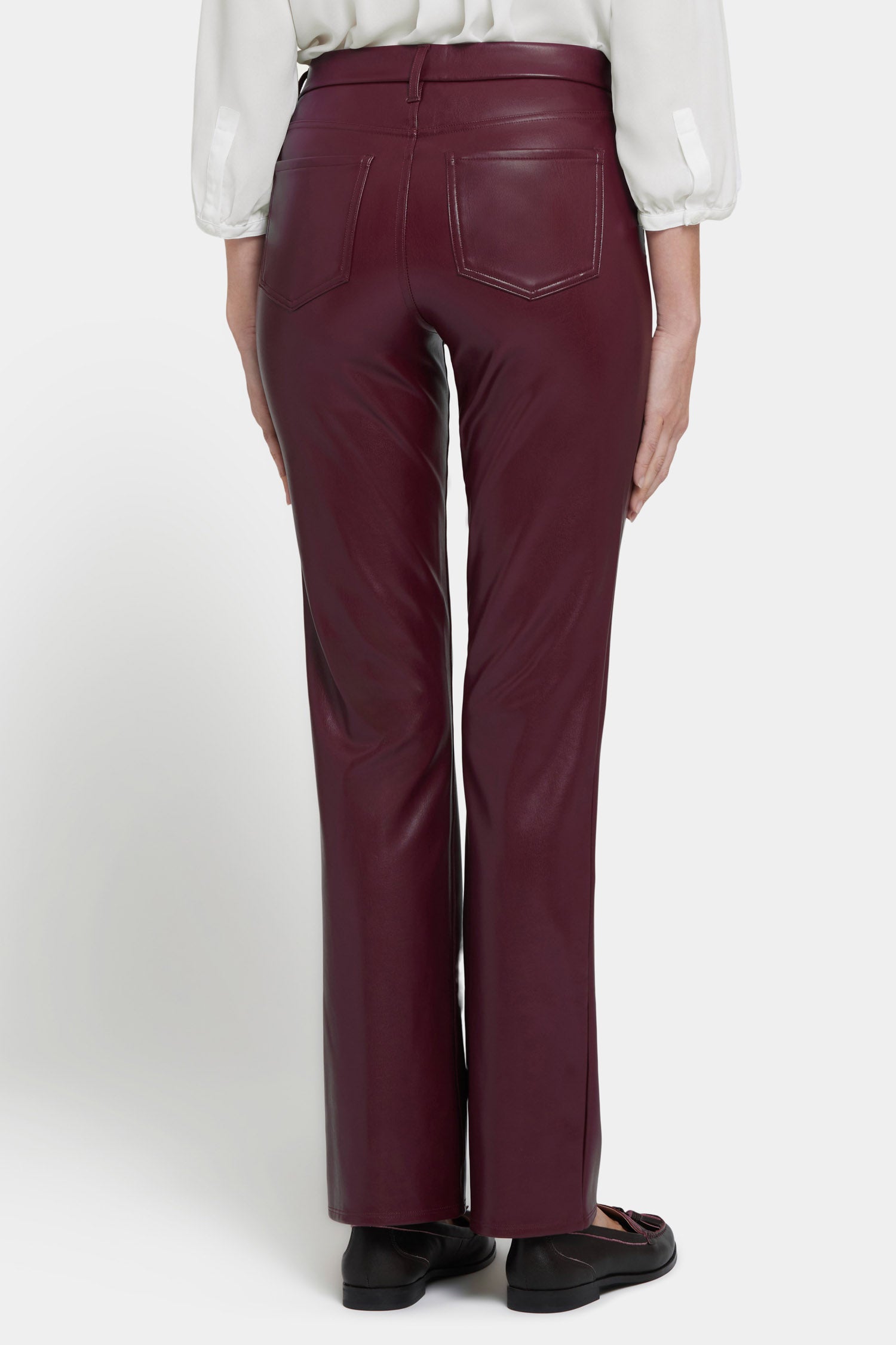 Faux Leather Marilyn Straight Pants for Petite Women - Stylish Vegan Leather Trousers for Work, Night Out & Casual Wear
