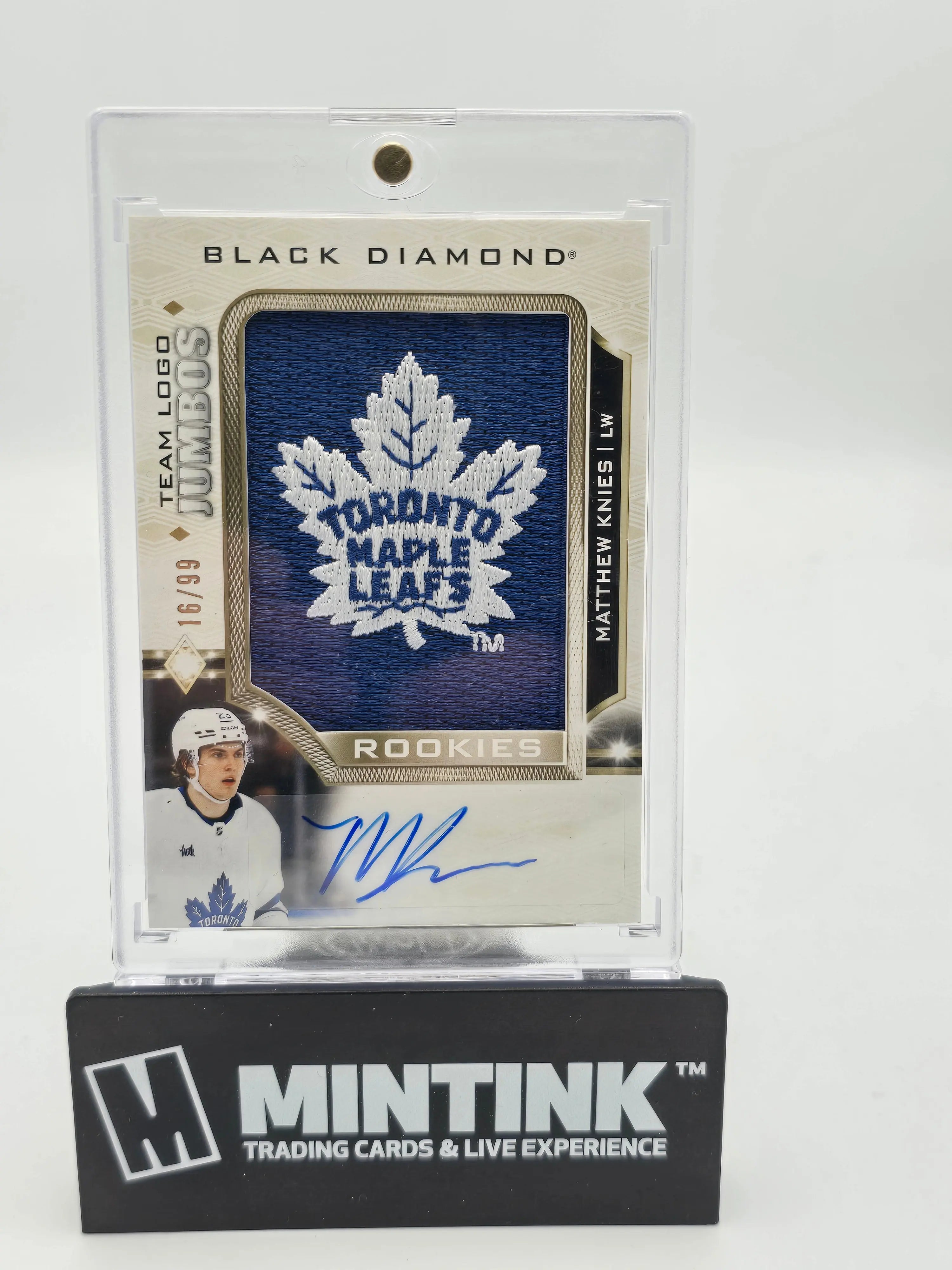2023-24 Upper Deck Black Diamond Hockey Matthew Knies Rookie Jumbo Team Logo Autograph Card /99 - Perfect for NHL Collectors, Hockey Memorabilia Fans & Sports Card Investors
