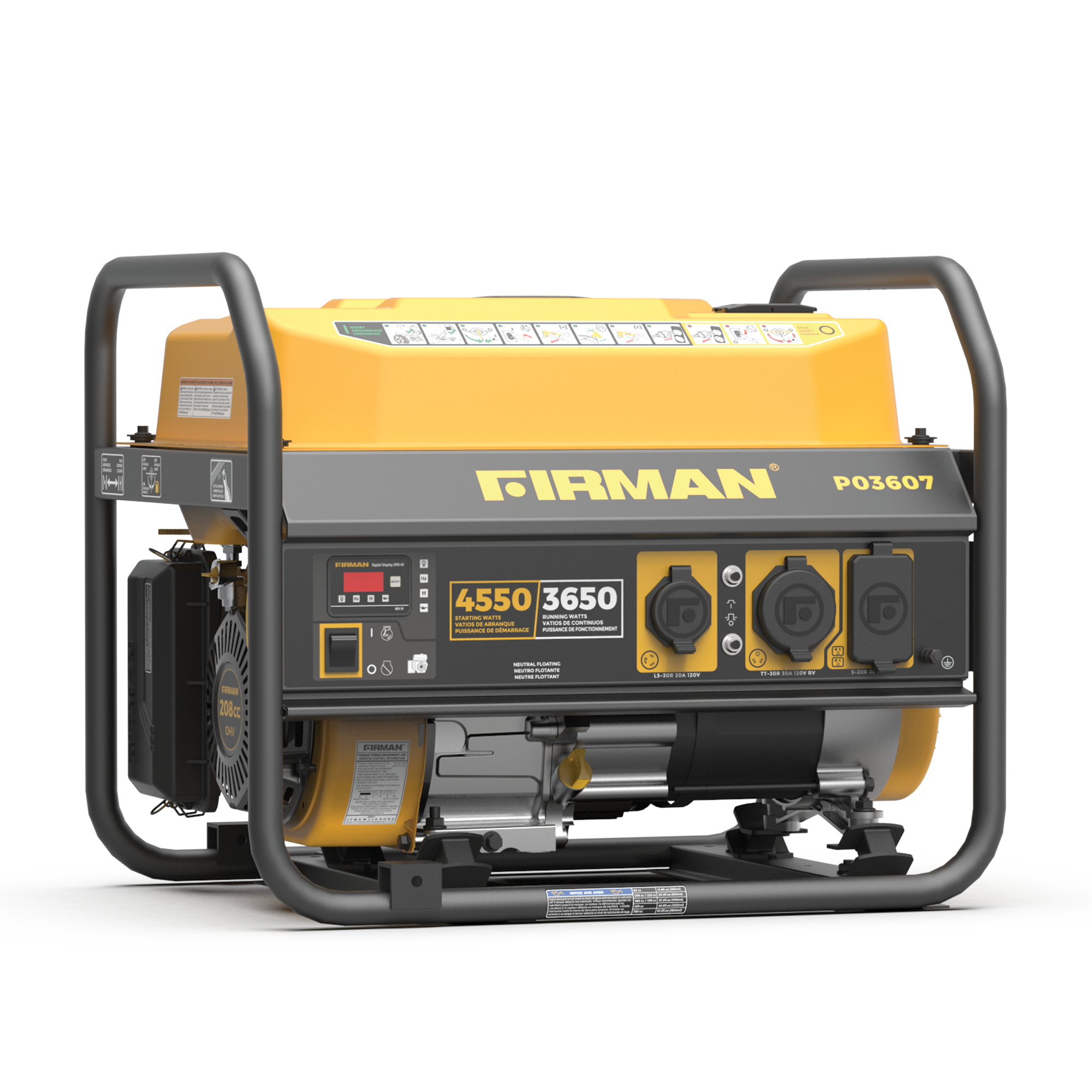4550W Portable Gas Generator with Recoil Start - Perfect for Camping, Emergency Power & Outdoor Activities