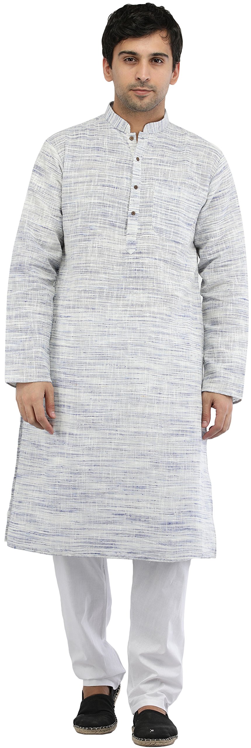 Exotic India Pure Handspun Charkha Cotton Kurta Pajama Set | Traditional Indian Ethnic Wear for Men | Perfect for Festivals, Weddings & Cultural Events