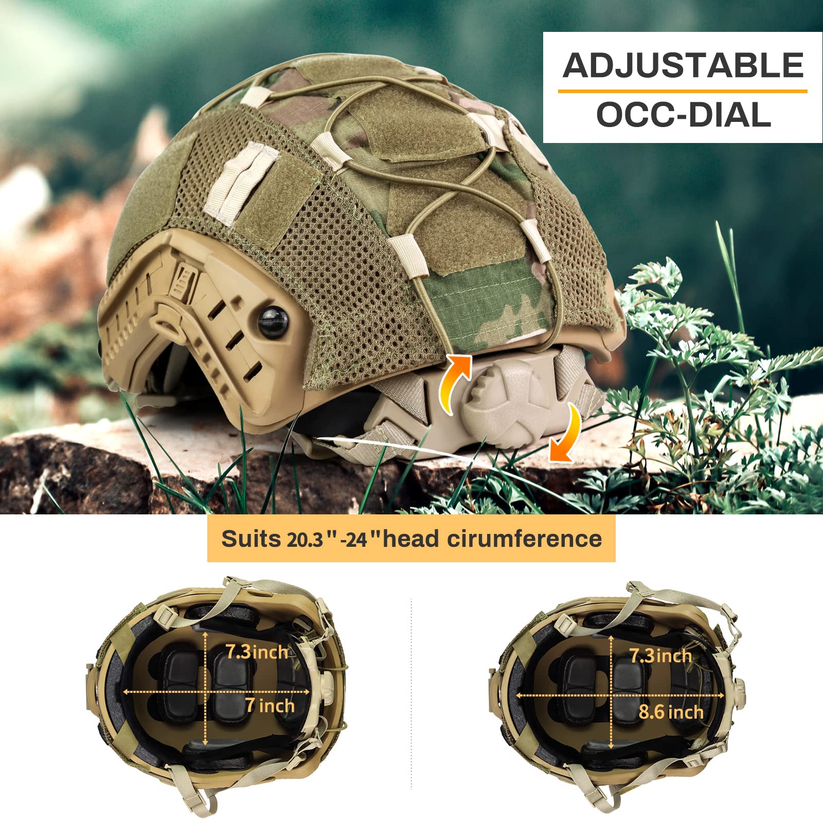 TacSnake Tactical Airsoft Paintball Fast Helmet with Helmet Cover - PJ Style Military Helmet for Airsoft, Paintball & Tactical Training - NVG Mount & Multi-Functional Protection - Perfect for Outdoor Combat Simulation & Airsoft Battles
