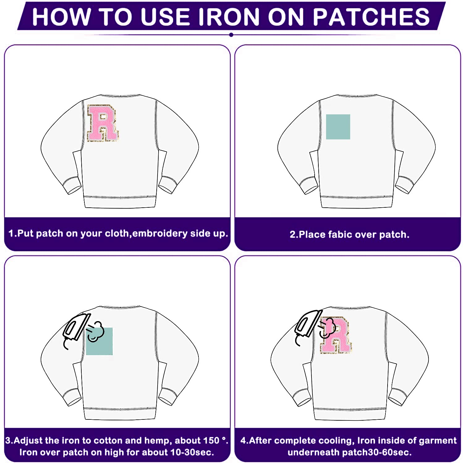Kare & Kind Iron On Letter Patches - Chenille Embroidered Alphabet R Patch for Clothing, DIY Crafts & Customization - Perfect for Shirts, Jackets, Bags, Hats, Uniforms & Handmade Projects - Washable & Durable Sew On/Iron On Applique