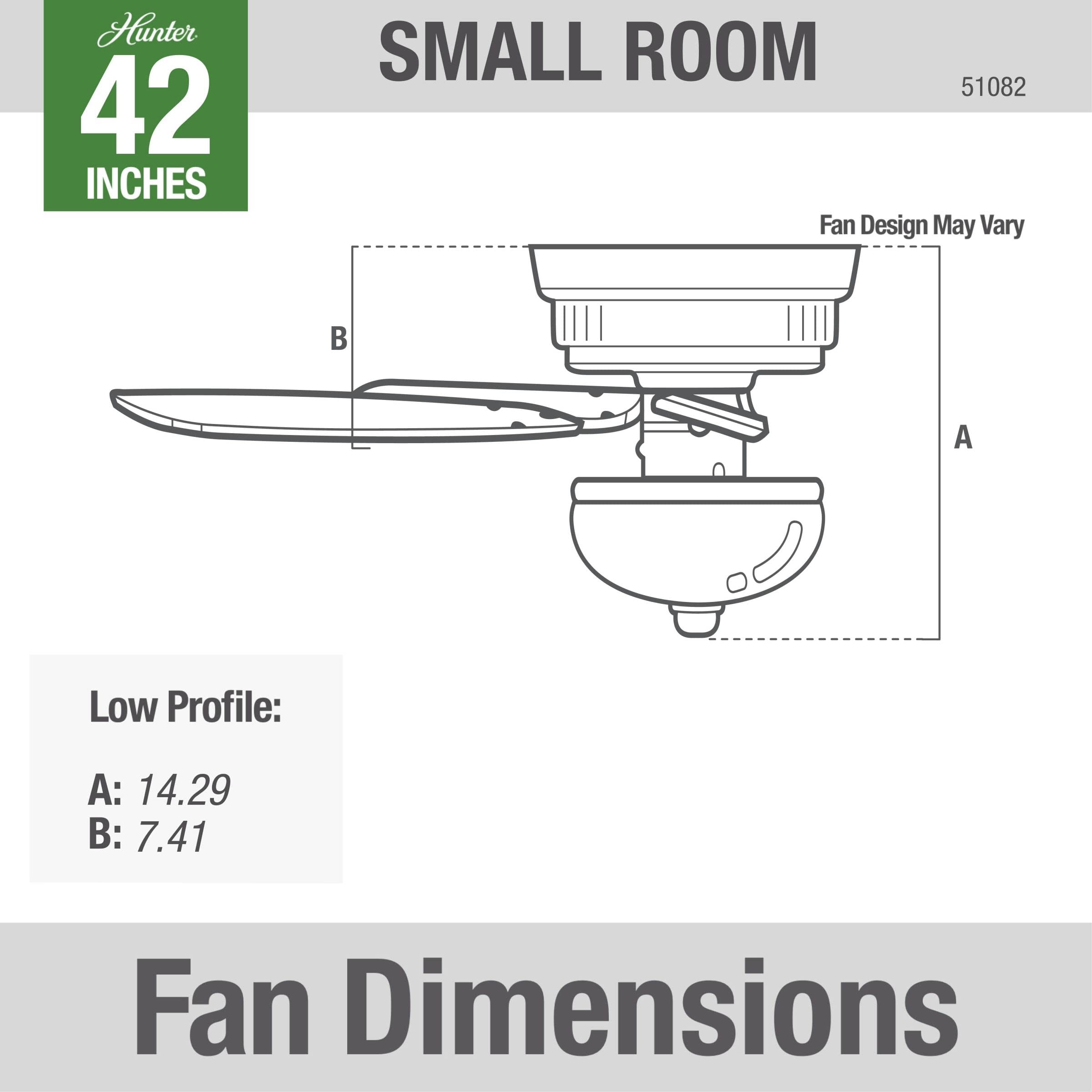 Hunter Fan Company 51082 42-Inch Newsome Brushed Nickel Low Profile Ceiling Fan with LED Light Kit and Pull Chain - Perfect for Bedrooms, Living Rooms, and Home Offices