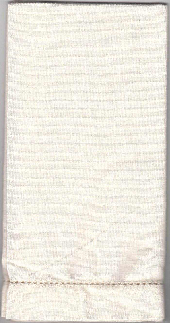 Premium Ivory Hemstitch Linen Dinner Napkins - Set of 12 (1 Dozen) - Elegant Formal Dining, Wedding Reception, Holiday Table Setting