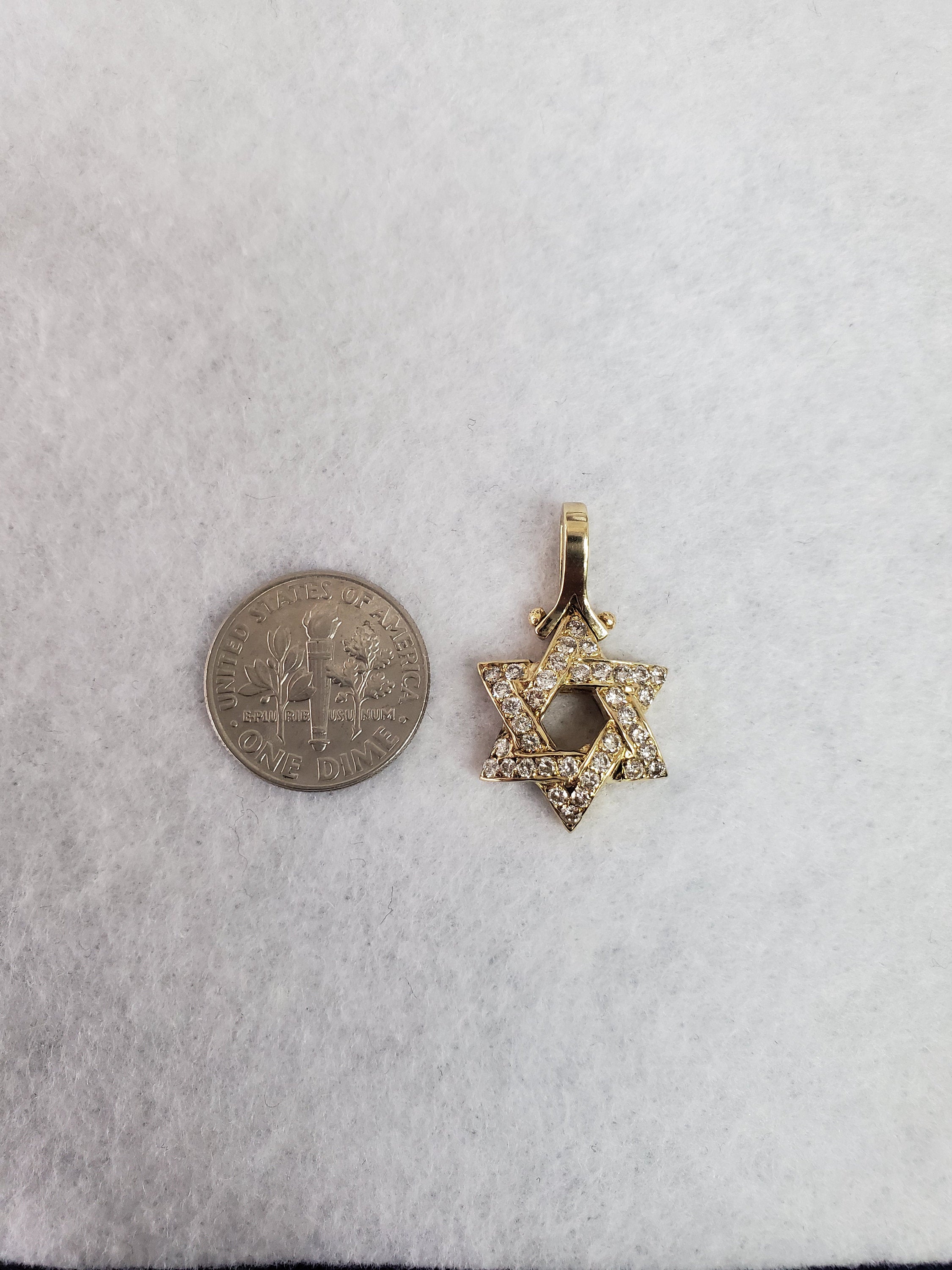 14K Yellow Gold Star of David Diamond Pendant Necklace - 0.68cttw Jewish Jewelry for Hanukkah, Bar Mitzvah & Special Occasions
