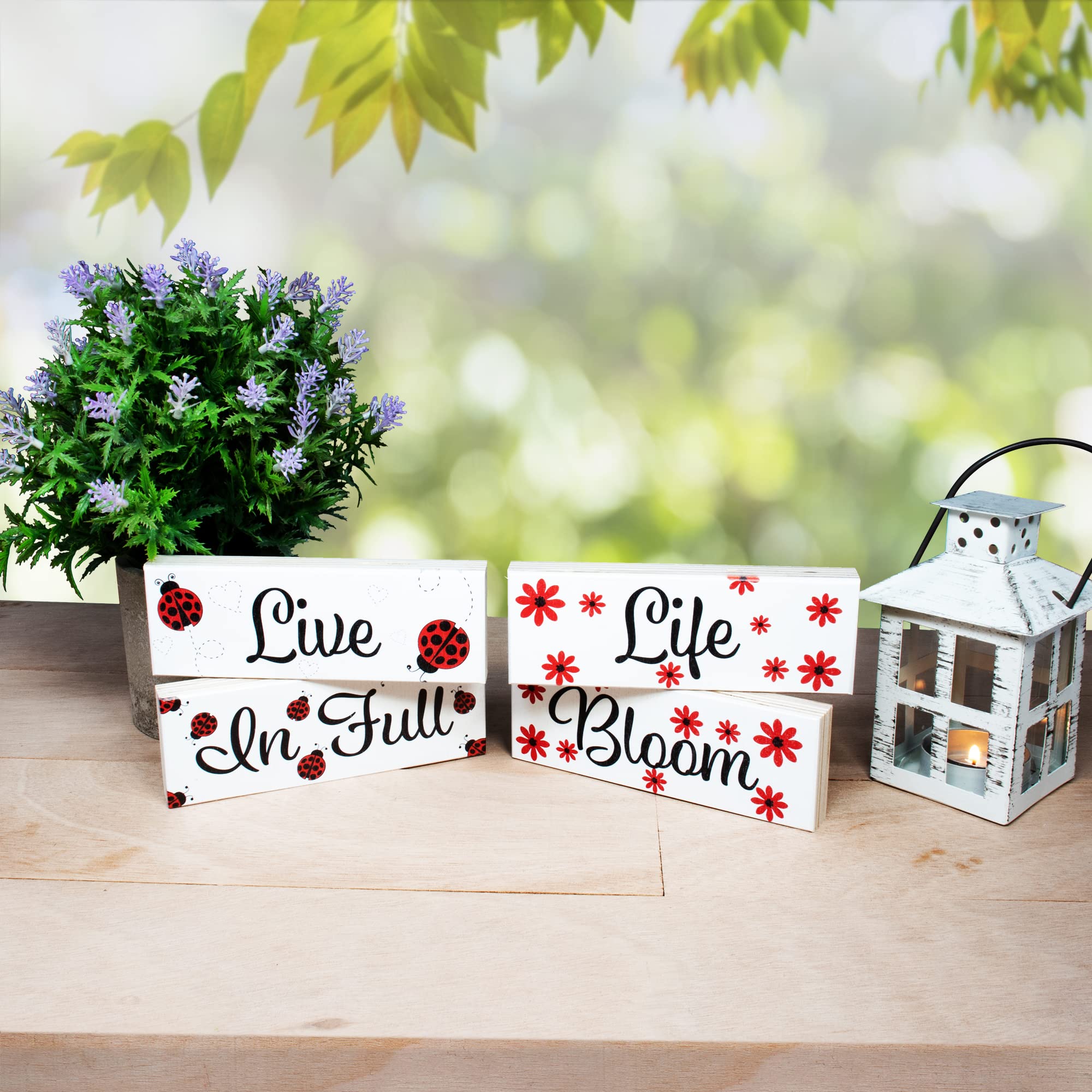 Farmhouse Spring Decor Signs - Rustic Tiered Tray & Tabletop Centerpiece Shelf for Mantel, Wall, or Entryway | Handmade in USA | Perfect for Easter, Mother's Day & Spring Home Styling