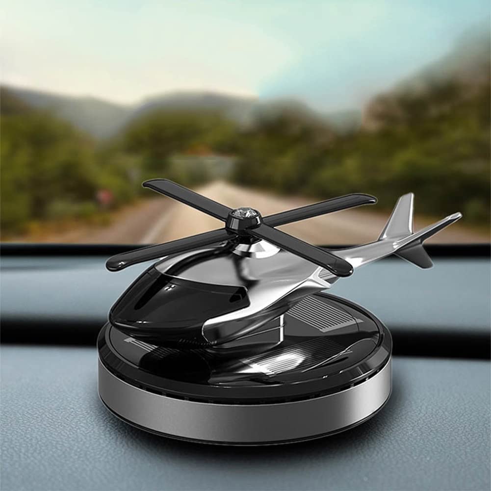 SEADEAR Solar-Powered Rotating Airplane & Helicopter Car Aroma Diffuser - Car Air Freshener & Decorative Ornament for Dashboard, Home, Office - Eliminates Odors with Natural Fragrance | Perfect for Car Interiors, Work Desks & Gift Giving