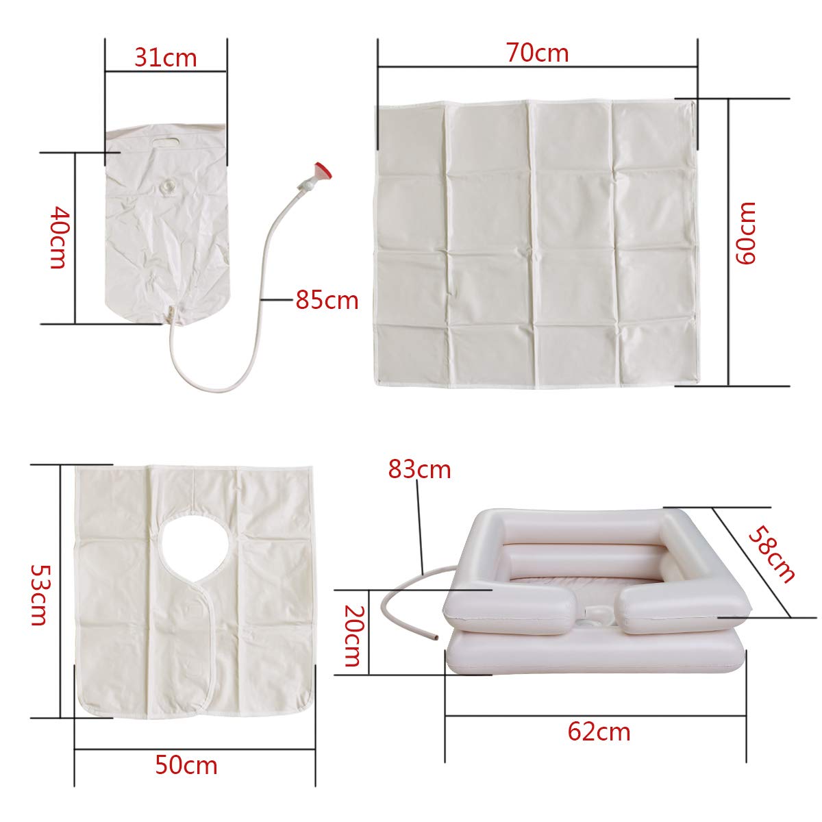 Portable Hair Washing Basin for Bedridden & Disabled - Adjustable Shampoo Bowl with Pillow Support (5-Piece Set) - Ideal for Home Care, Nursing Homes & Post-Surgery Recovery