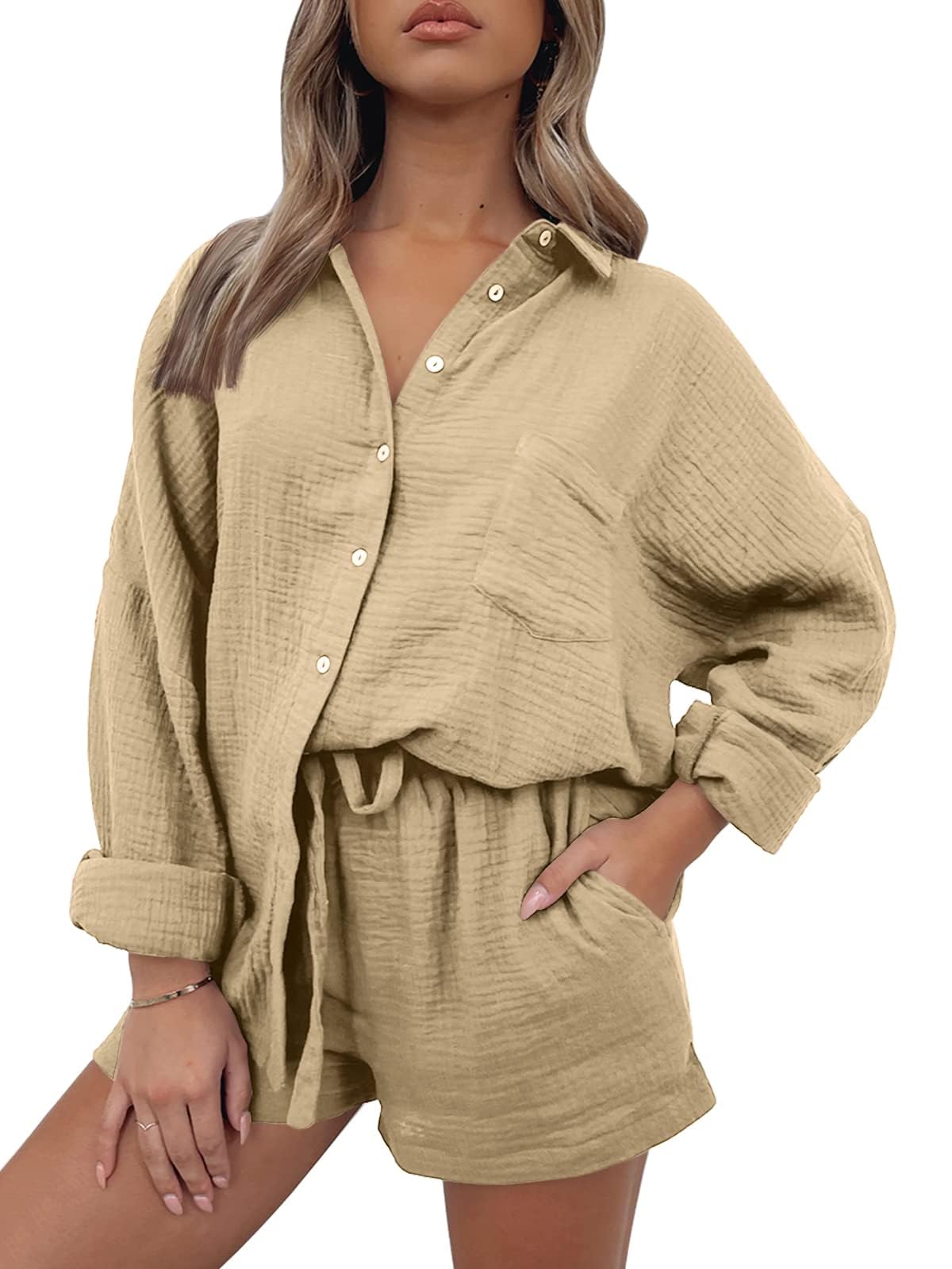 Trendy Queen Women's 2-Piece Summer Outfits - Casual Short Sets for Beach Vacation, Lounge Wear & Spring Fashion 2025 | Perfect for Pool Parties, Weekend Getaways & Cozy Home Relaxation