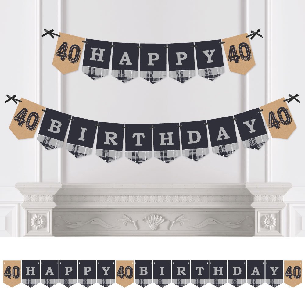 40th Milestone Birthday Party Bunting Banner - Vintage Style Happy Birthday Decorations - Perfect for Anniversary Celebrations & Photo Backdrops