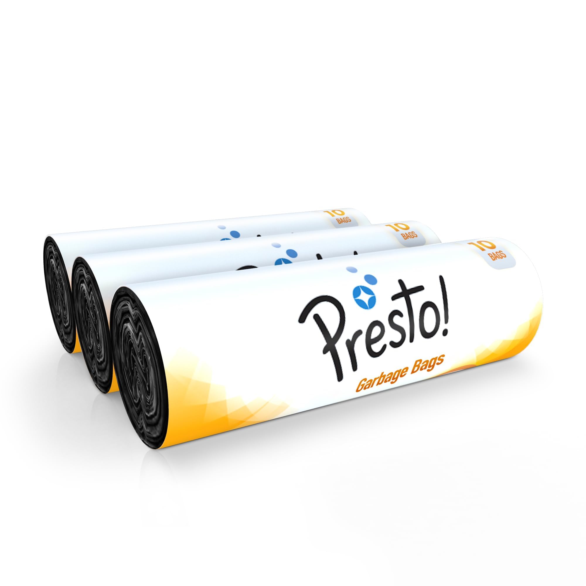 Presto! Extra Large Trash Bags - 30 Count (10 Bags X 3 Rolls) | 30 X 37 Inches Heavy Duty Garbage Bags for Kitchen, Office & Outdoor Use | Leakproof & Tear-Resistant for Wet & Dry Waste | Black