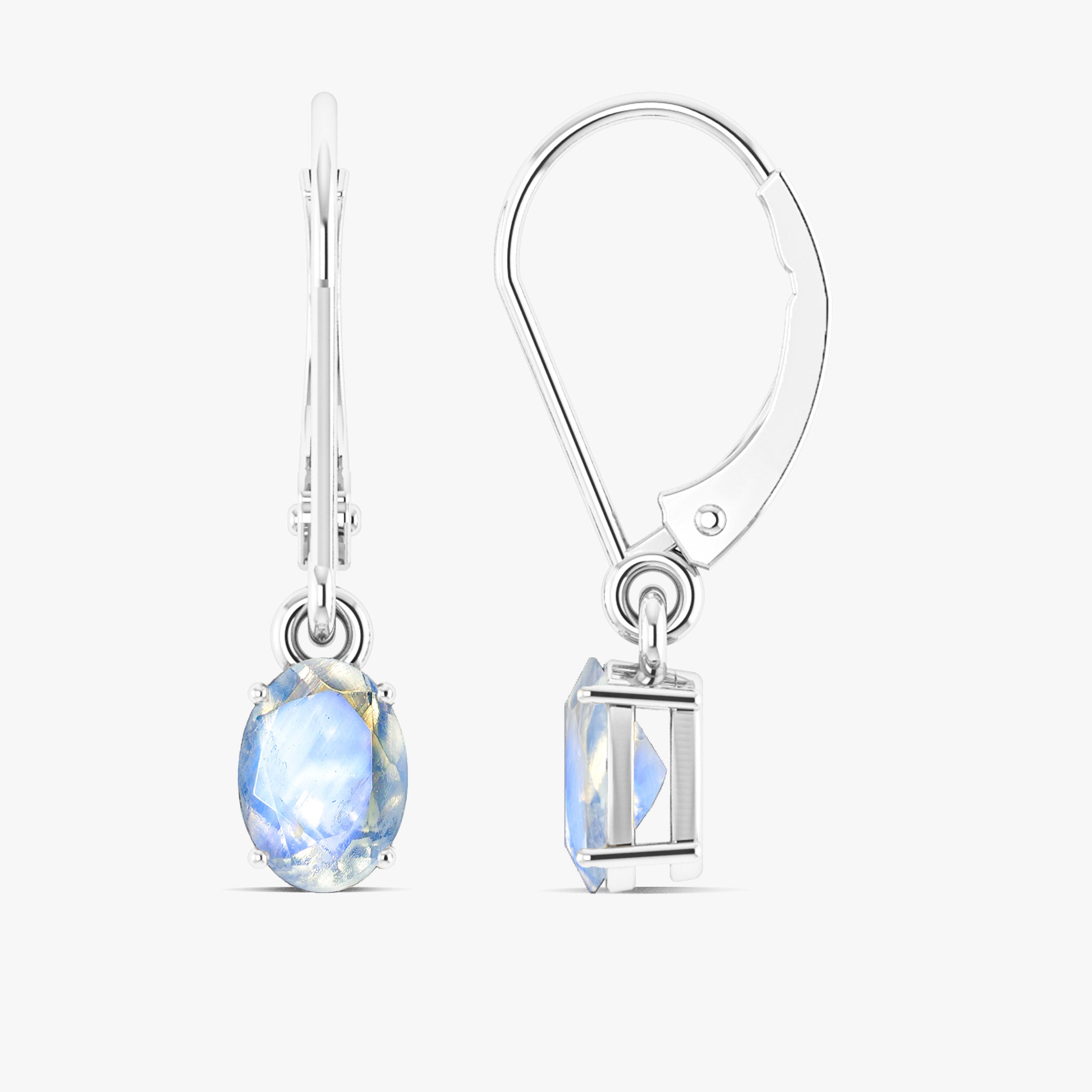 White Rainbow Moonstone Dangle Earrings for Women - Elegant Boho Chic Jewelry - Perfect for Weddings, Parties & Everyday Wear