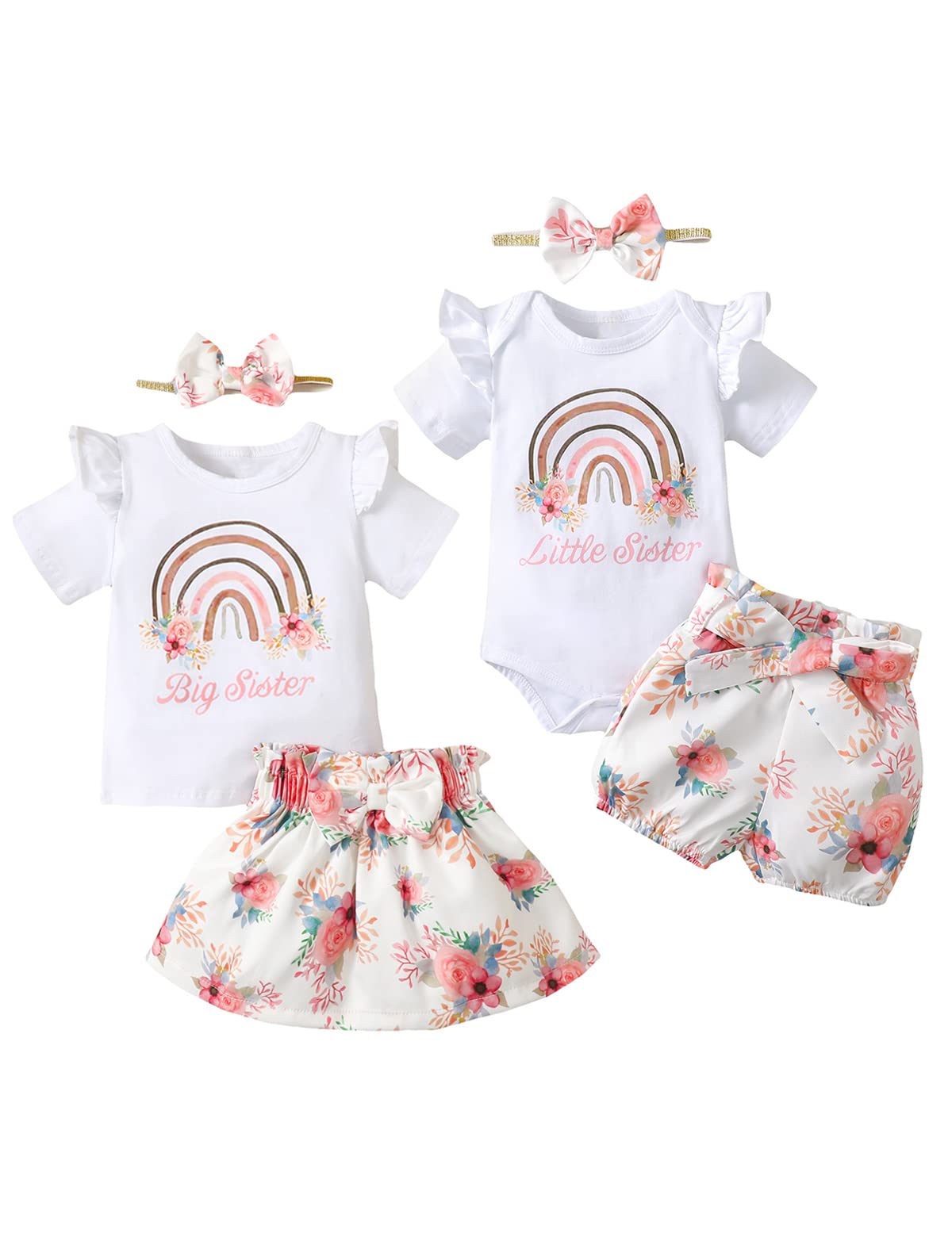 Birthday Shark Matching Outfits for Baby Girls - Big Sister Little Sister Coordinating Sets | Rainbow Baby Clothes for Sibling Photos, Birthday Parties & Family Events