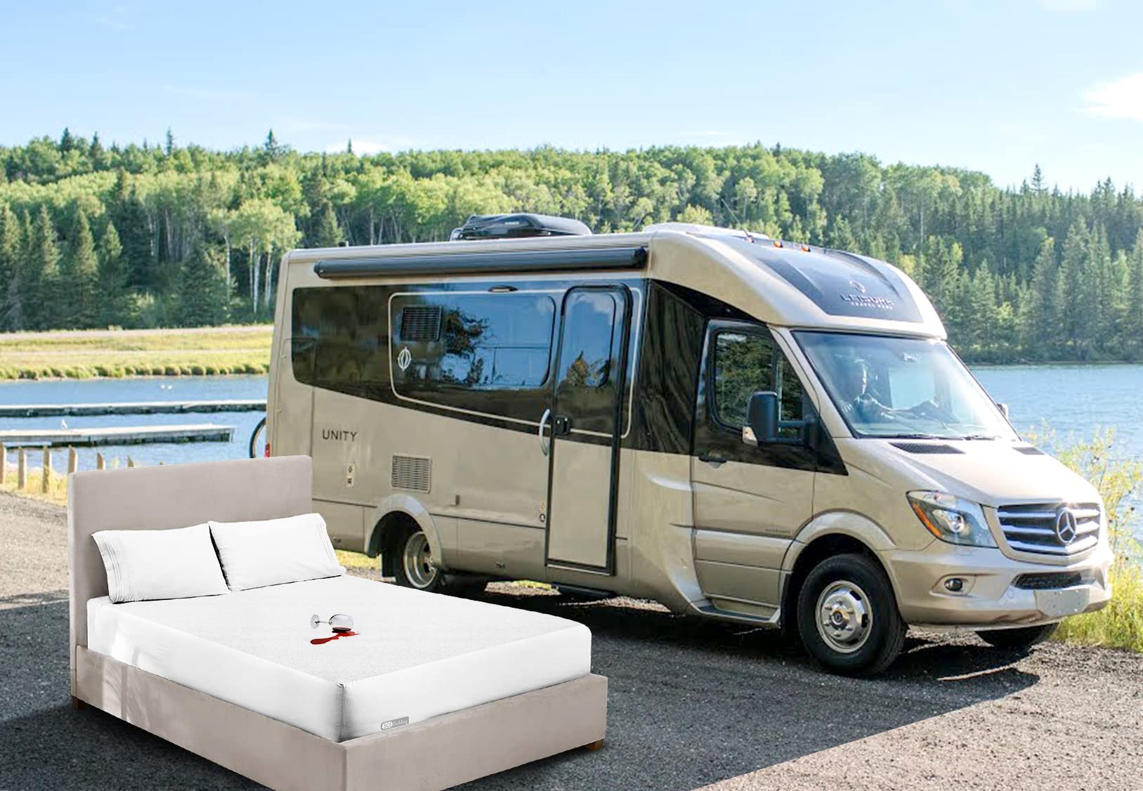 **SGI Waterproof & Breathable RV Bunk Mattress Protector 36x75 Inches - Super Soft Terry Cotton Cover for RV Bunks, Truck Sleepers & Camping Cots - Fits Up to 15