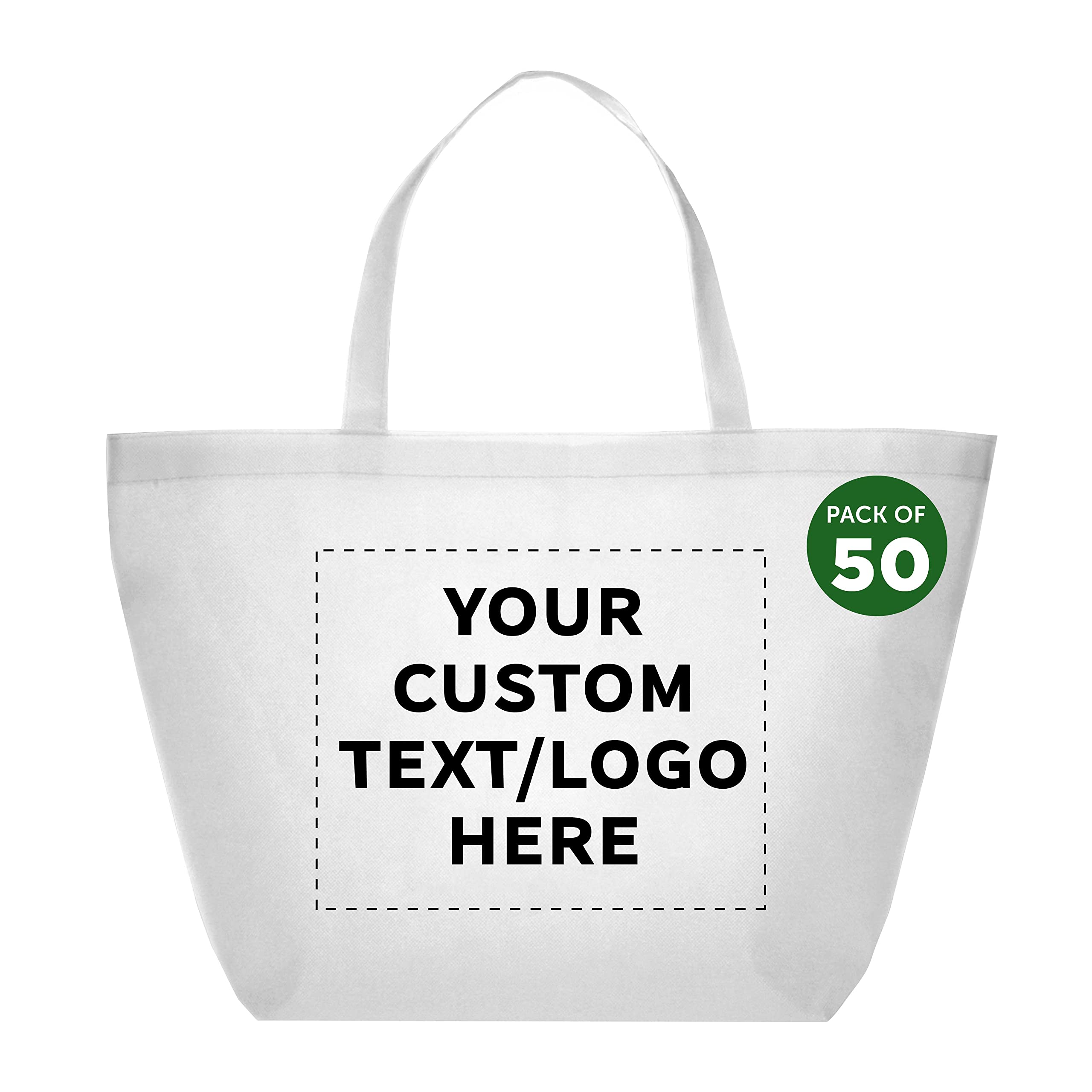 **Custom Southern Style Grocery Tote Bags - Bulk Pack of 50 Reusable Shopping Bags - Personalized Promotional Totes for Business, Travel & Carry-On - White 20