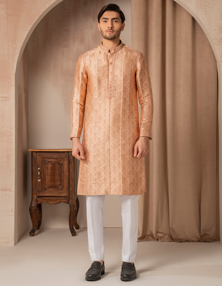 Blended Orange Special Kurta by J. Junaid Jamshed | Premium Pakistani Ethnic Wear for Men | Perfect for Eid, Weddings & Festive Occasions
