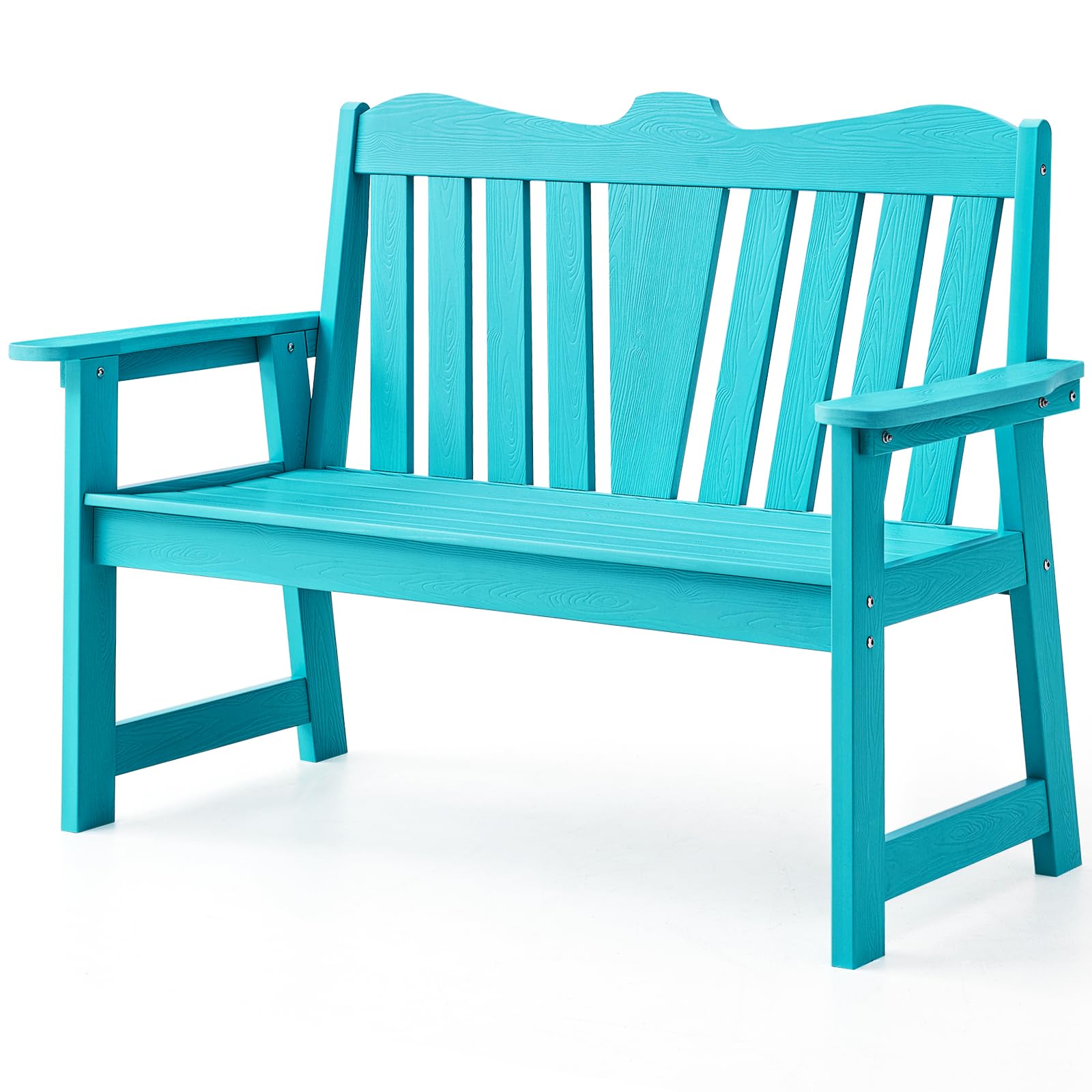 **2-Person Weatherproof Outdoor Bench - All-Weather Garden & Patio Furniture with Wide Armrests & Backrest - Rot & Fade Resistant for Porch, Backyard, Park - Easy Assembly in Blue - Perfect for Relaxing in Gardens, Decks & Outdoor Spaces**