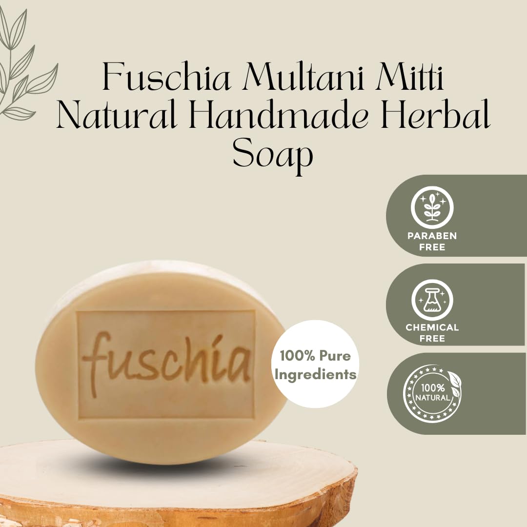 **Fuschia Multani Mitti Natural Handmade Glycerin Soap with Essential Oils | Healthy Skin Care for All Skin Types & Kids | Moisturizing & Gentle Cleansing for Daily Use, Spa & Gifts**