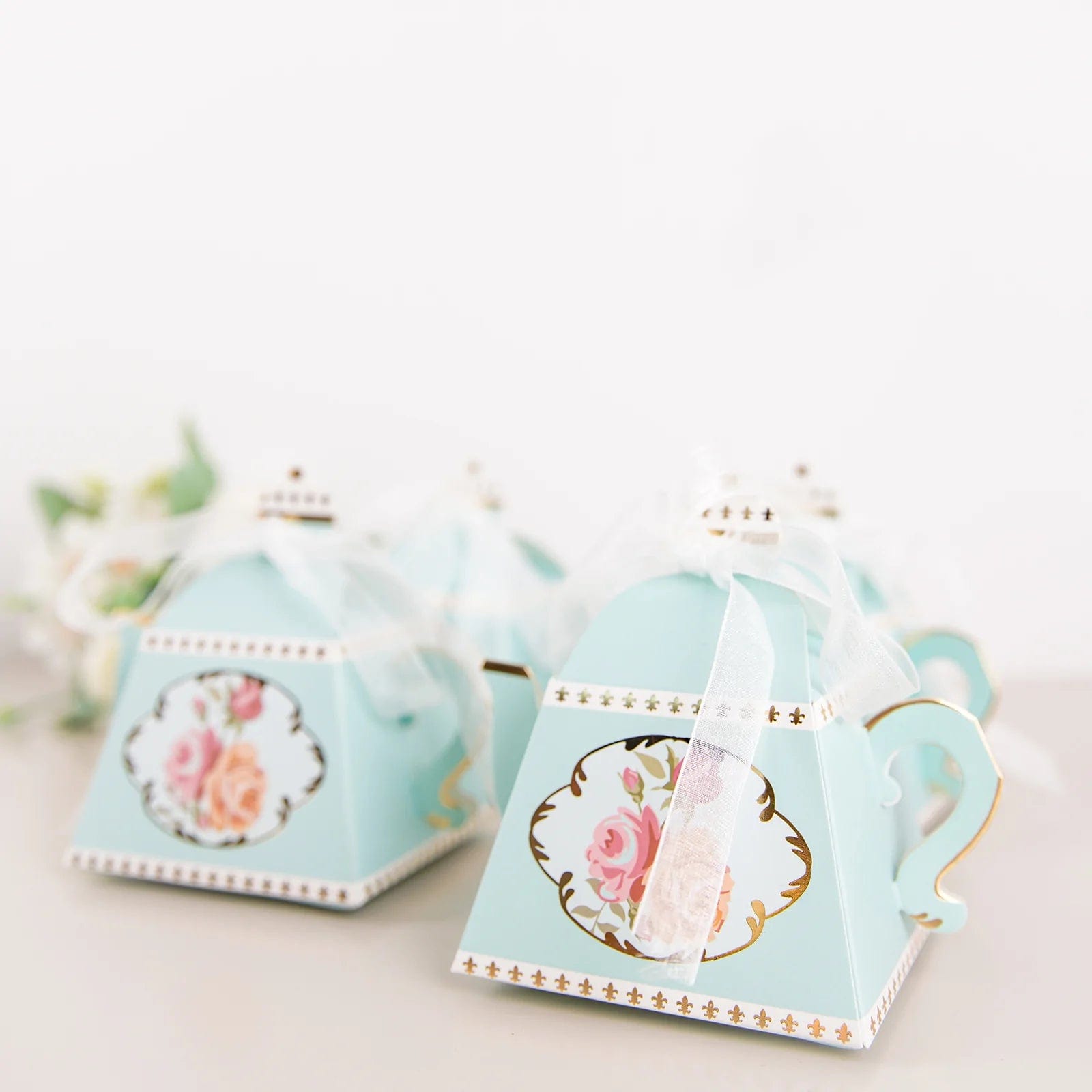 25 Mini Teapot Wedding Favors with Ribbon - Elegant Tea Party Favors for Bridal Shower, Baby Shower & Special Events
