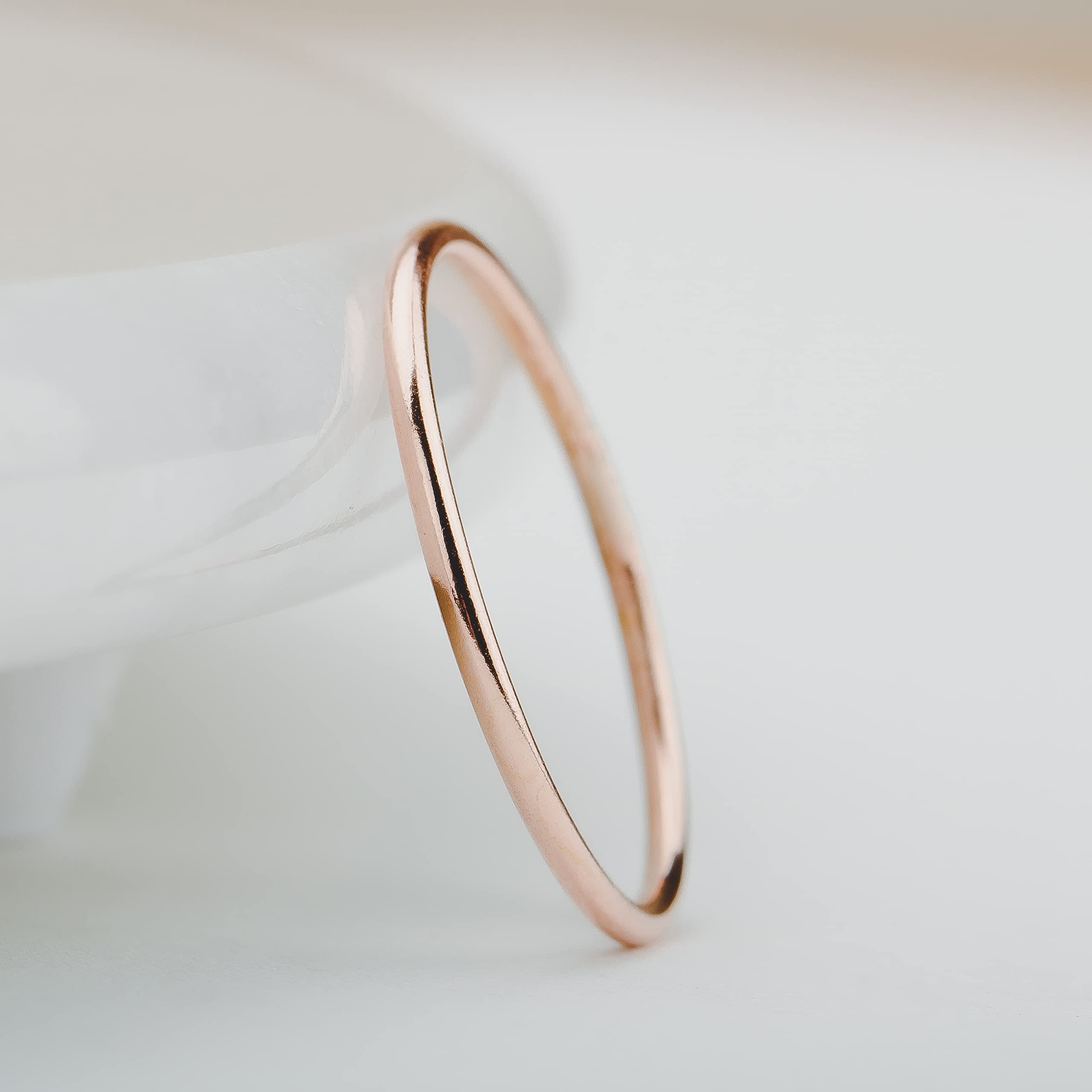 1mm Thin Smooth Stacking Skinny Ring in Sterling Silver, 14K Gold, or Rose Gold | Comfort Fit Wedding Band | Sizes 2-12 | Perfect for Stacking, Minimalist Jewelry, Everyday Wear & Gift Giving