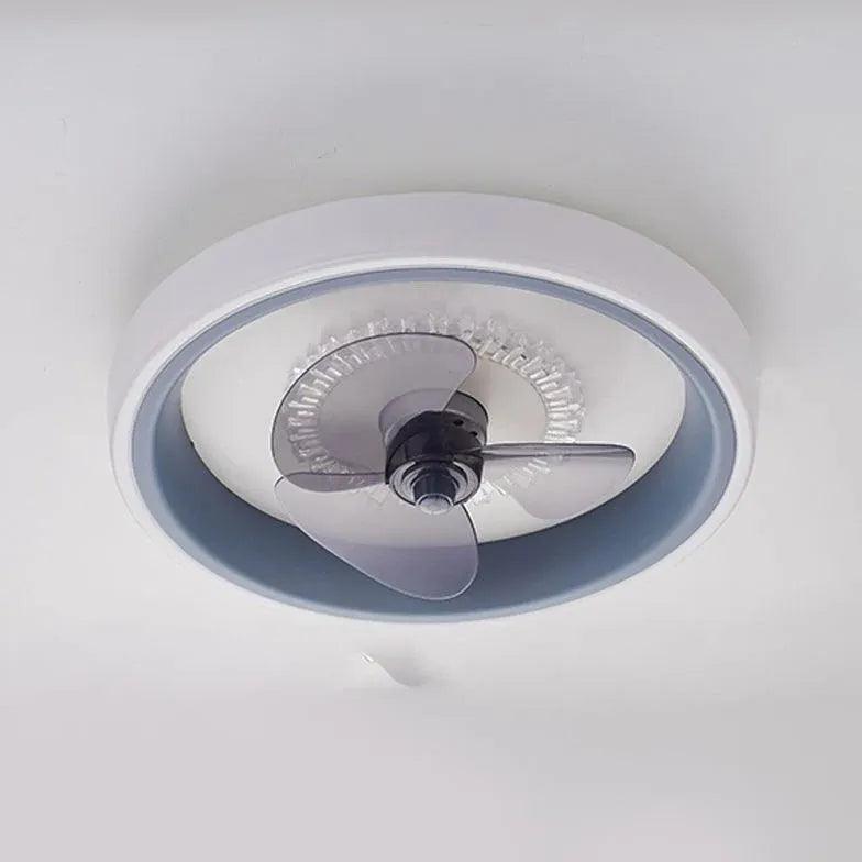 Modern Round Clear Glass Ceiling Fan with LED Light - Perfect for Living Room, Bedroom, and Office Spaces