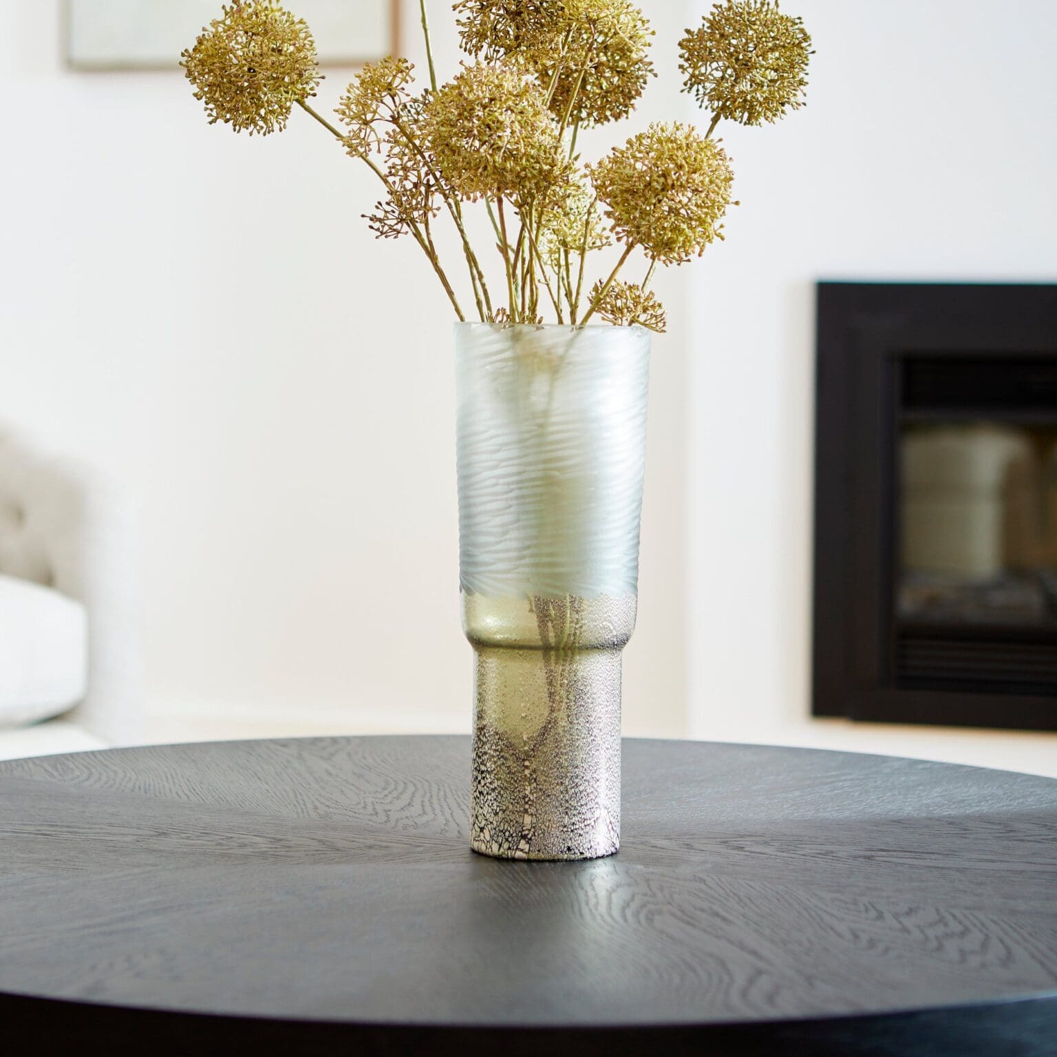 Cyan Design 11097 Canyonland Vase - Clear & Gilded Silver Short Vase for Home Decor, Wedding Centerpiece, and Tabletop Display