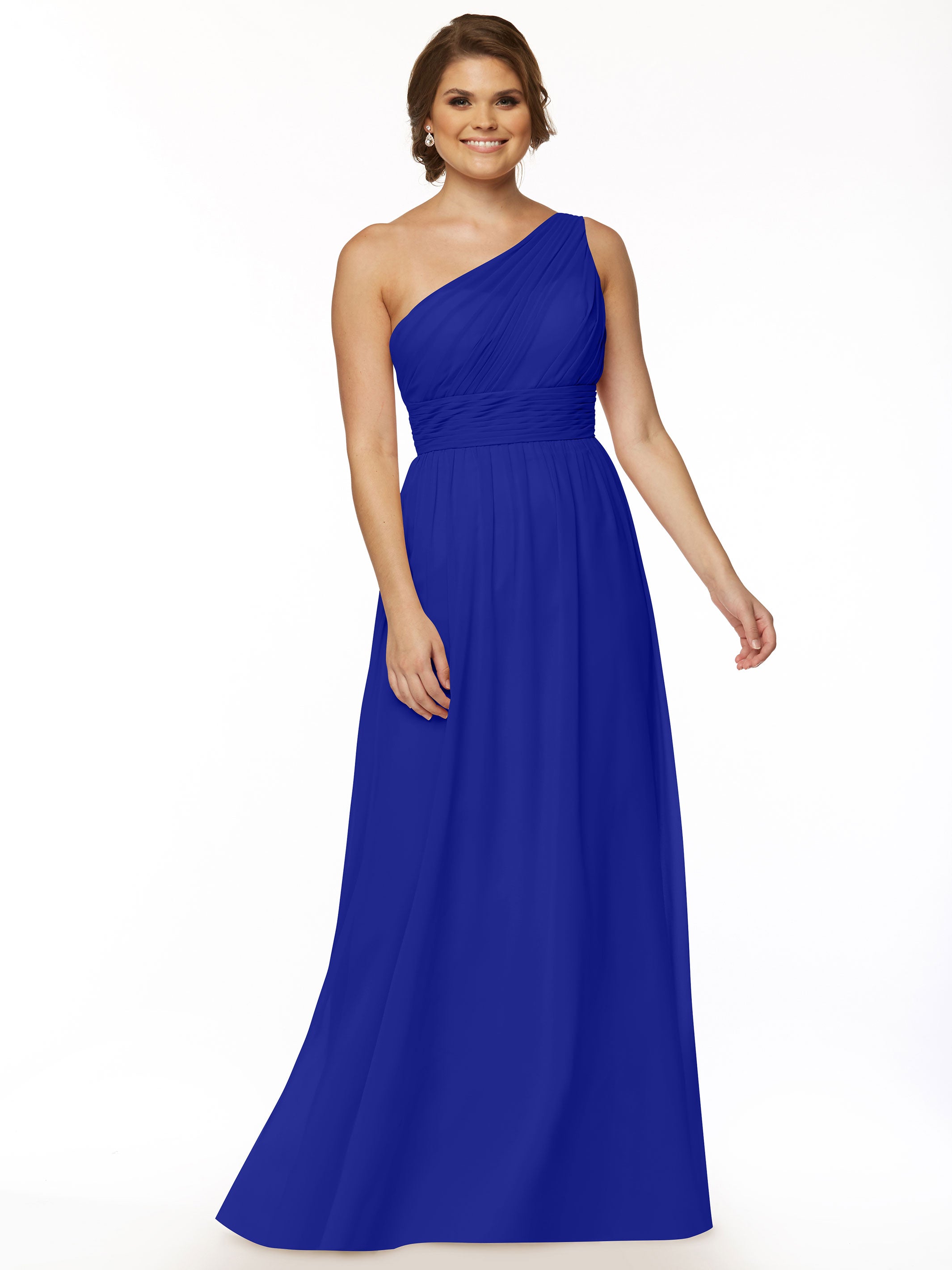 Elegant One Shoulder A-Line Chiffon Bridesmaid Dress with Ruching - Perfect for Weddings, Formal Events & Special Occasions