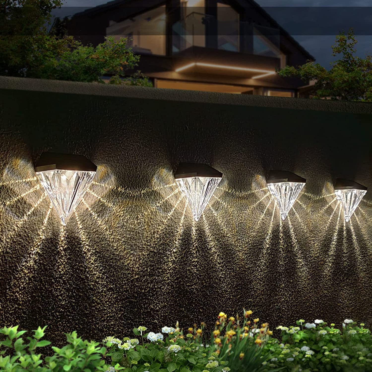 Solar Powered Outdoor Lights - Waterproof LED Solar Fence & Step Lights (4 Pack Black) - Wireless Wall Lights for Front Door, Pool, Patio, Garden & Pathway Lighting - IP44 Waterproof Solar Landscape Lighting for Home & Yard Decor