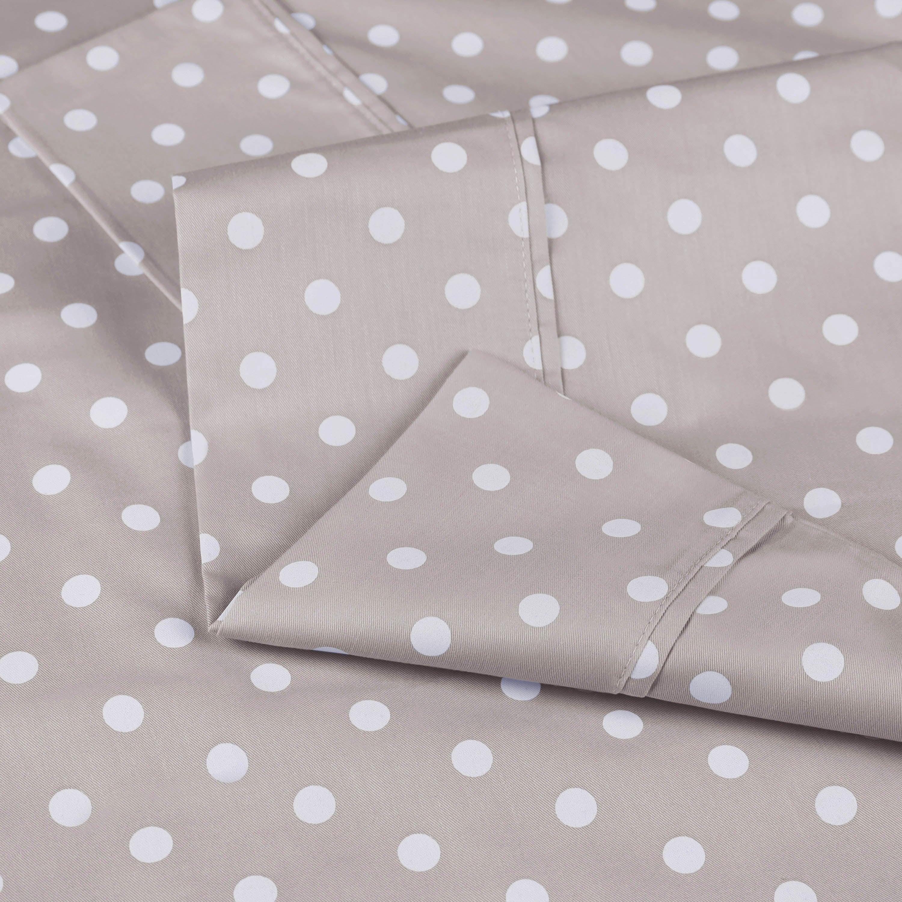 Polka Dot 600 Thread Count Cotton Blend Deep Pocket Sheet Set - Queen Size Bed Sheets for Comfortable Sleep - Perfect for Master Bedroom, Guest Room & Dorm