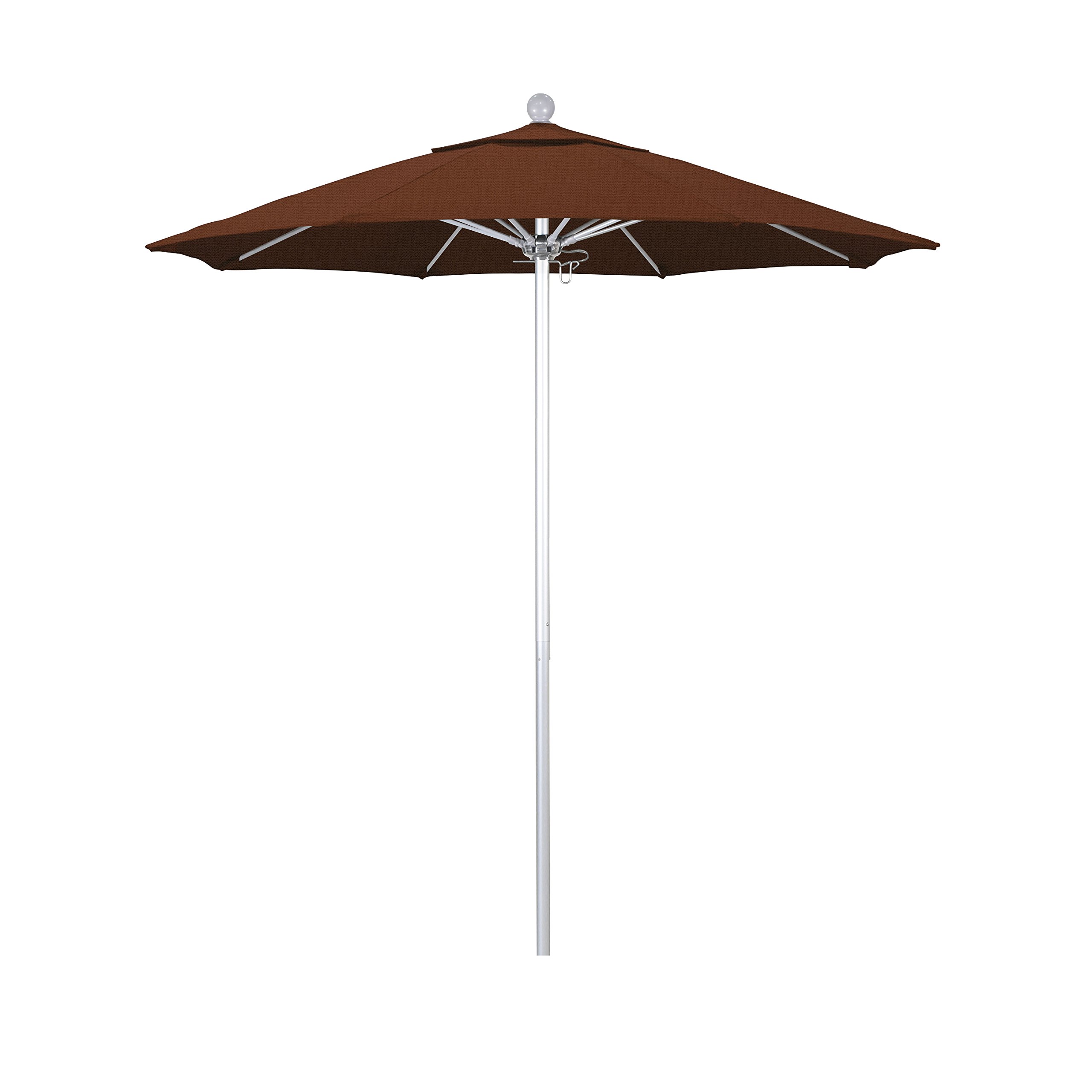 California Umbrella 7.5' Round Venture Series Commercial-Grade Patio Umbrella with Push-Open Pin Stop Mechanism - Silver Finish for Outdoor Dining, Poolside Lounging & Backyard Relaxation