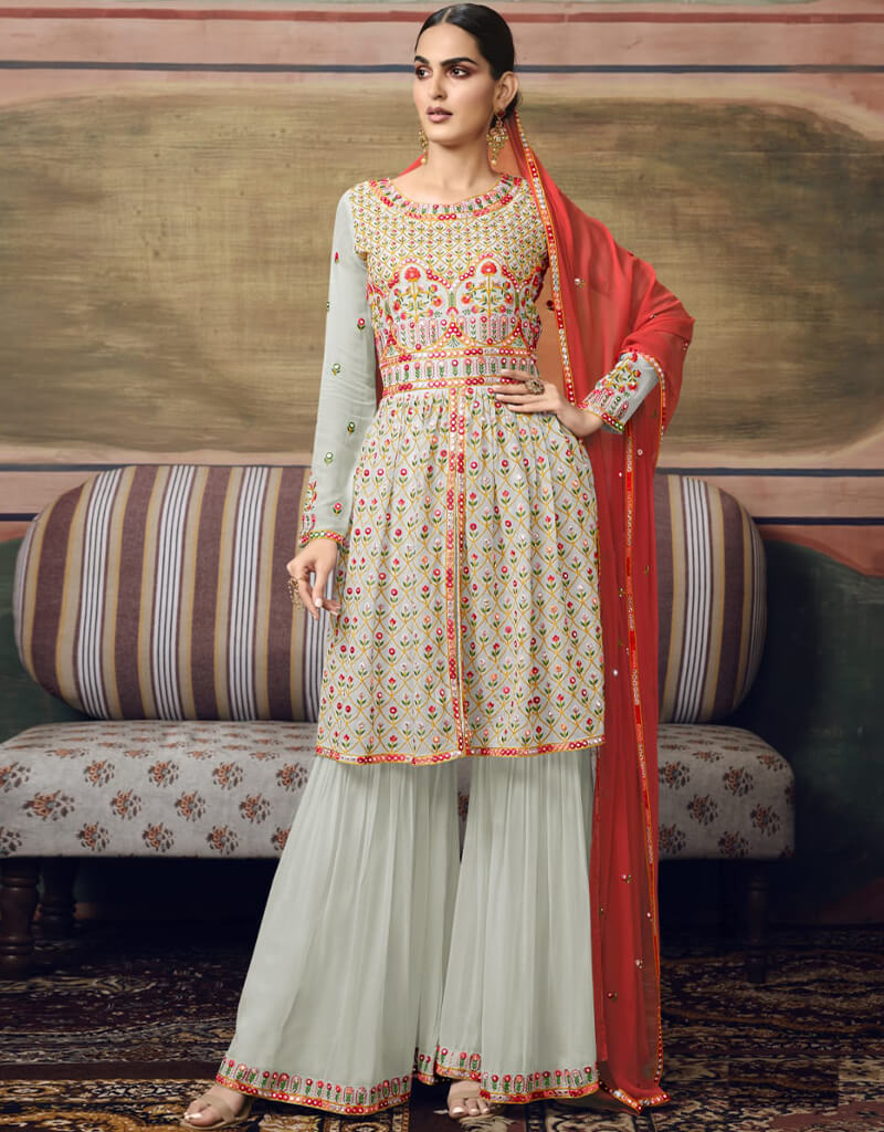 Elegant Black Sharara Style Suit - Semi Stitched Pakistani/Indian Ethnic Wear for Women - Perfect for Weddings, Parties & Festive Occasions