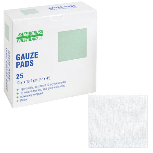 Sterile Gauze Pads 4x4 Inches (10.2x10.2cm) - 25 Count Box | Premium Wound Dressing for First Aid, Nursing & Emergency Care