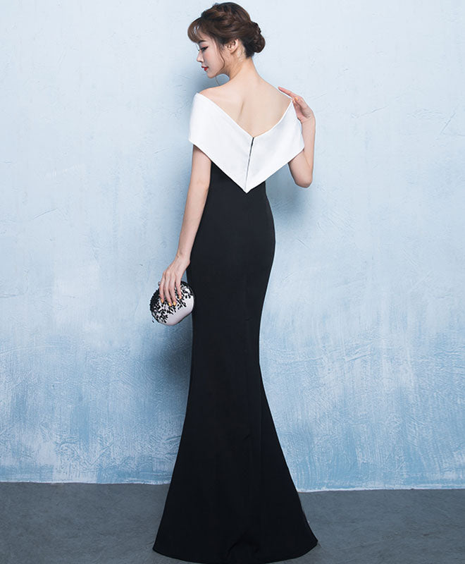 Elegant Mermaid White and Black Long Prom Dress for Women - Formal Evening Gown for Homecoming, Wedding, and Special Occasions