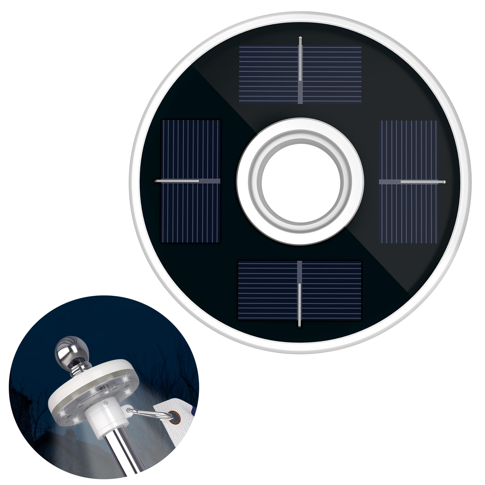 ZMTECH Solar Flag Pole Light - Waterproof Outdoor LED Light for 5-10FT Flagpoles (1 Inch Diameter, Auto On/Off, Black) - Perfect for Garden, Yard, Patio, and American Flag Display