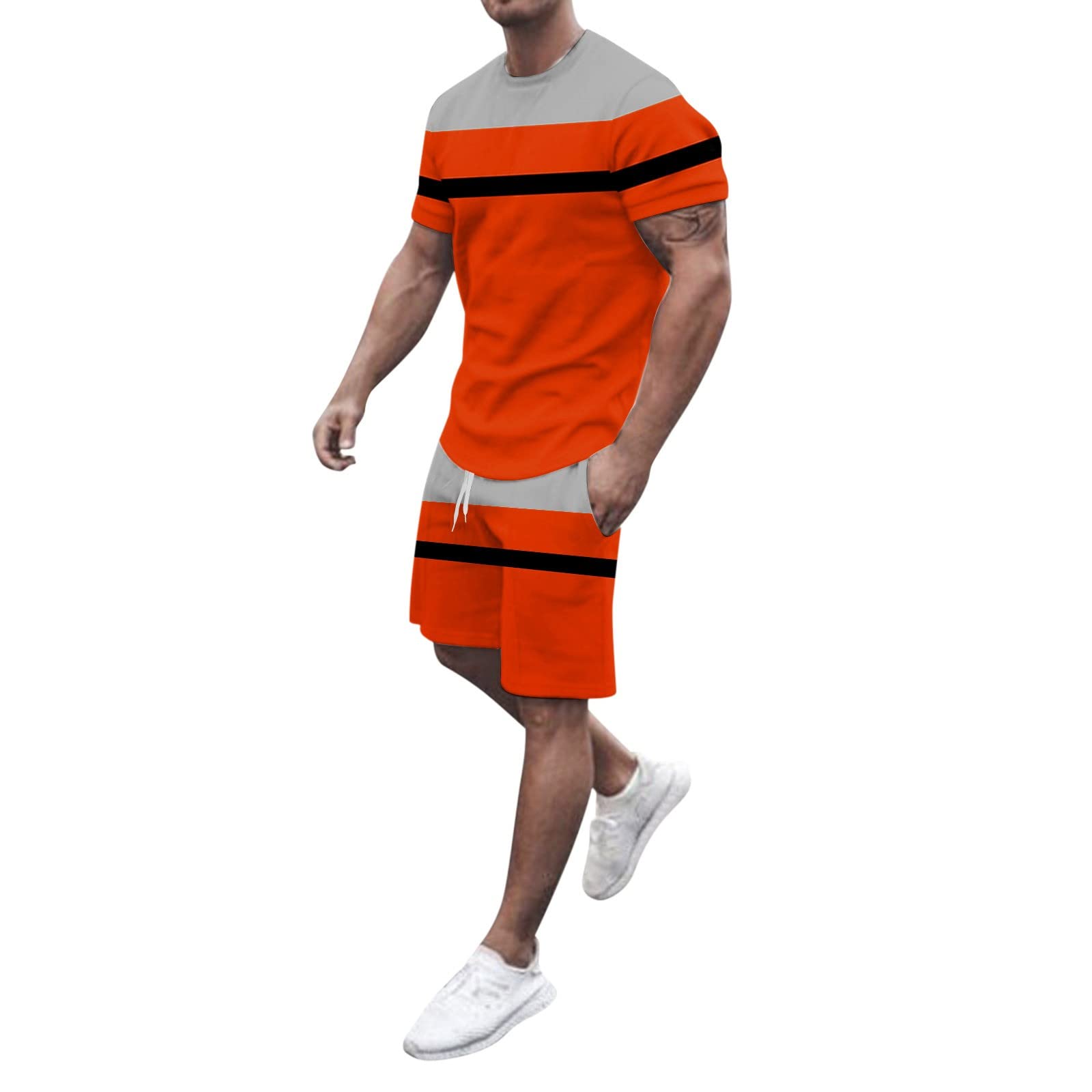 Men's 2-Piece Workout Short Sets - Muscle Crew Neck Short Sleeve T-Shirt & Athletic Shorts for Gym, Running, Football | 3D Digital Print Sportswear | Perfect for Training, Jogging & Team Sports