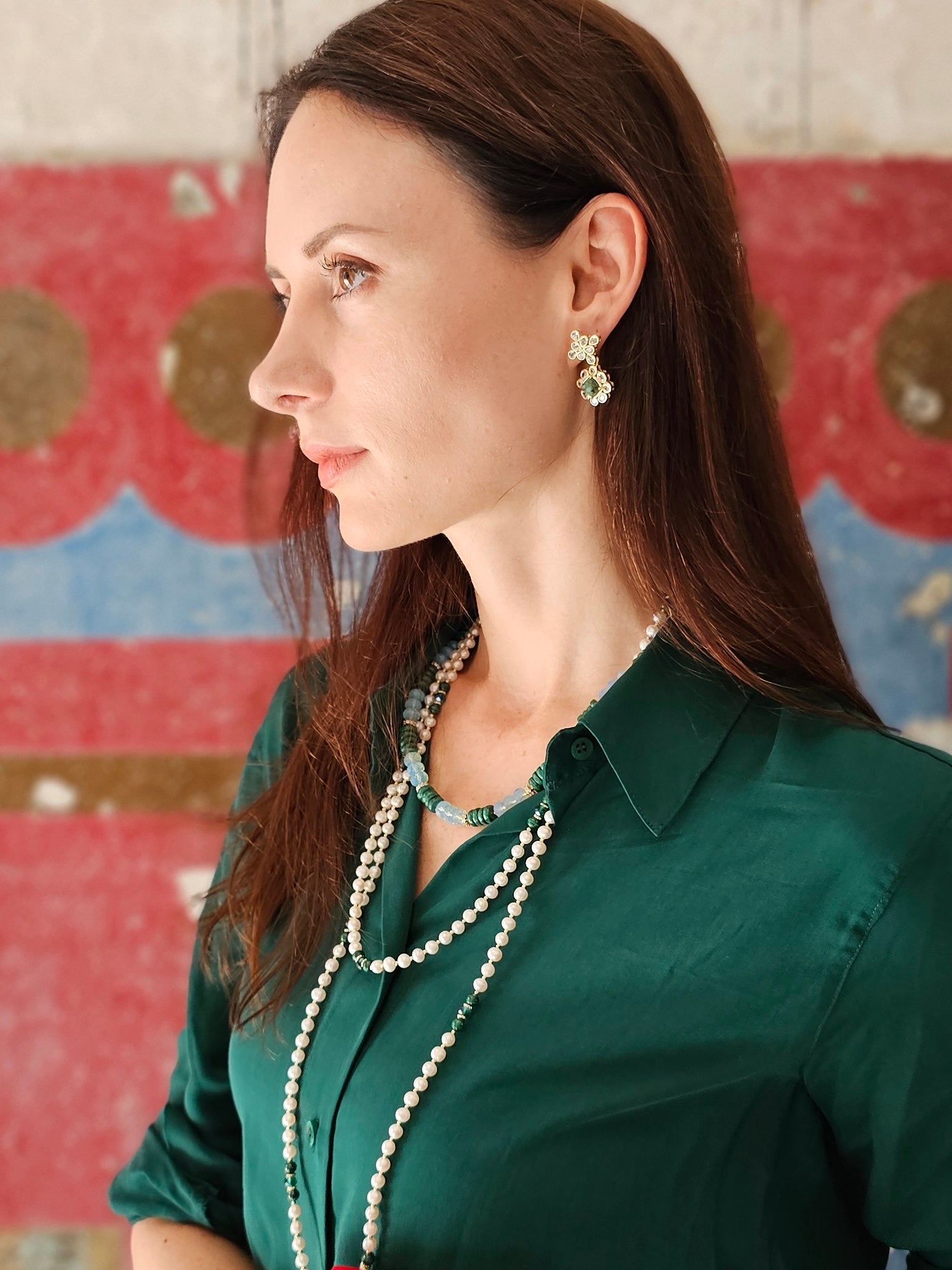Stunning Malachite & Opal Gemstone Necklace NN033 - Elegant Green & Iridescent Jewelry for Women, Perfect for Parties, Weddings & Special Occasions