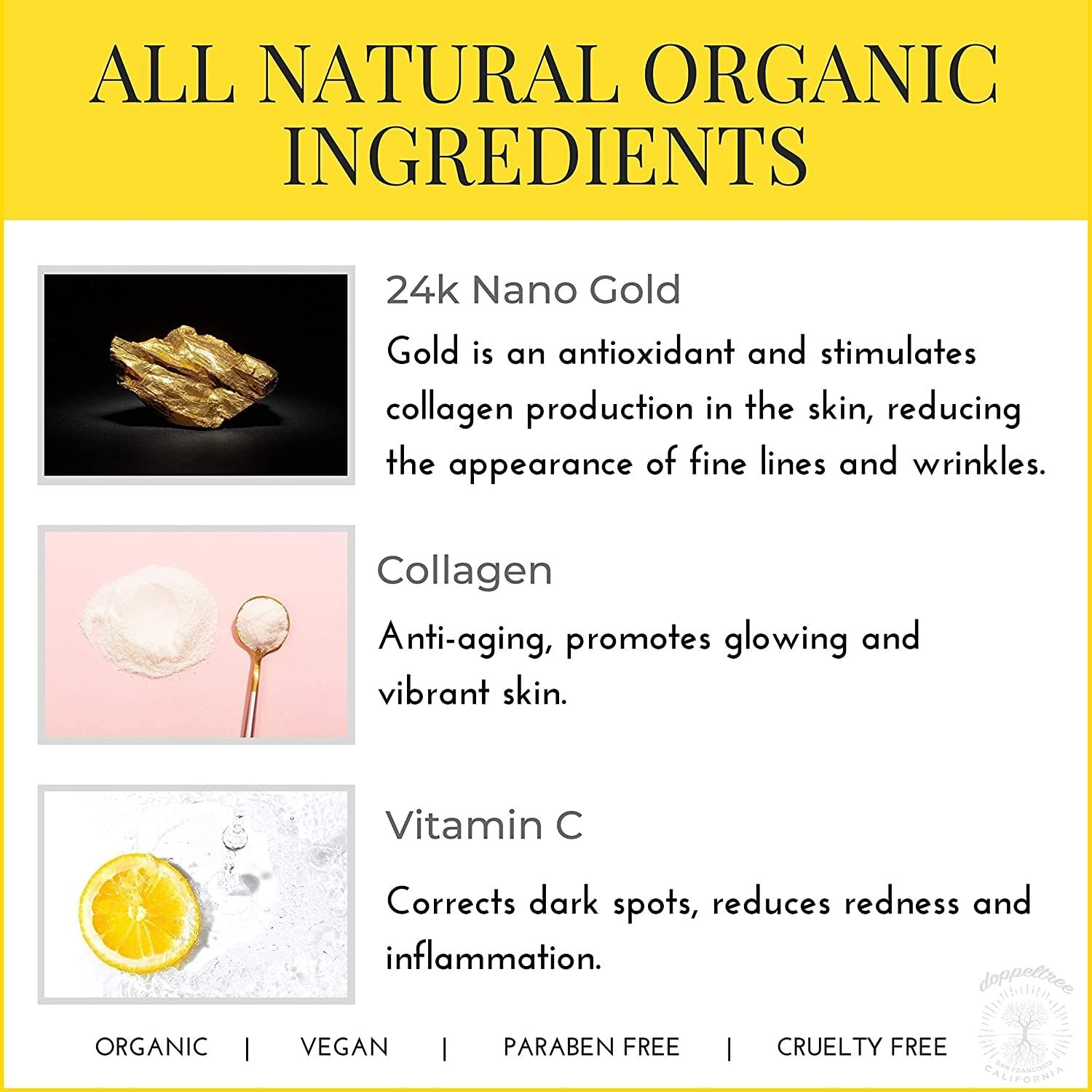 Doppeltree 24K Gold Hydrogel Facial Mask - Hydrating & Anti-Aging Sheet Mask with Collagen & Hyaluronic Acid for Skin Care & Beauty | Perfect for Spa Night, Self-Care Routine & Gift Giving
