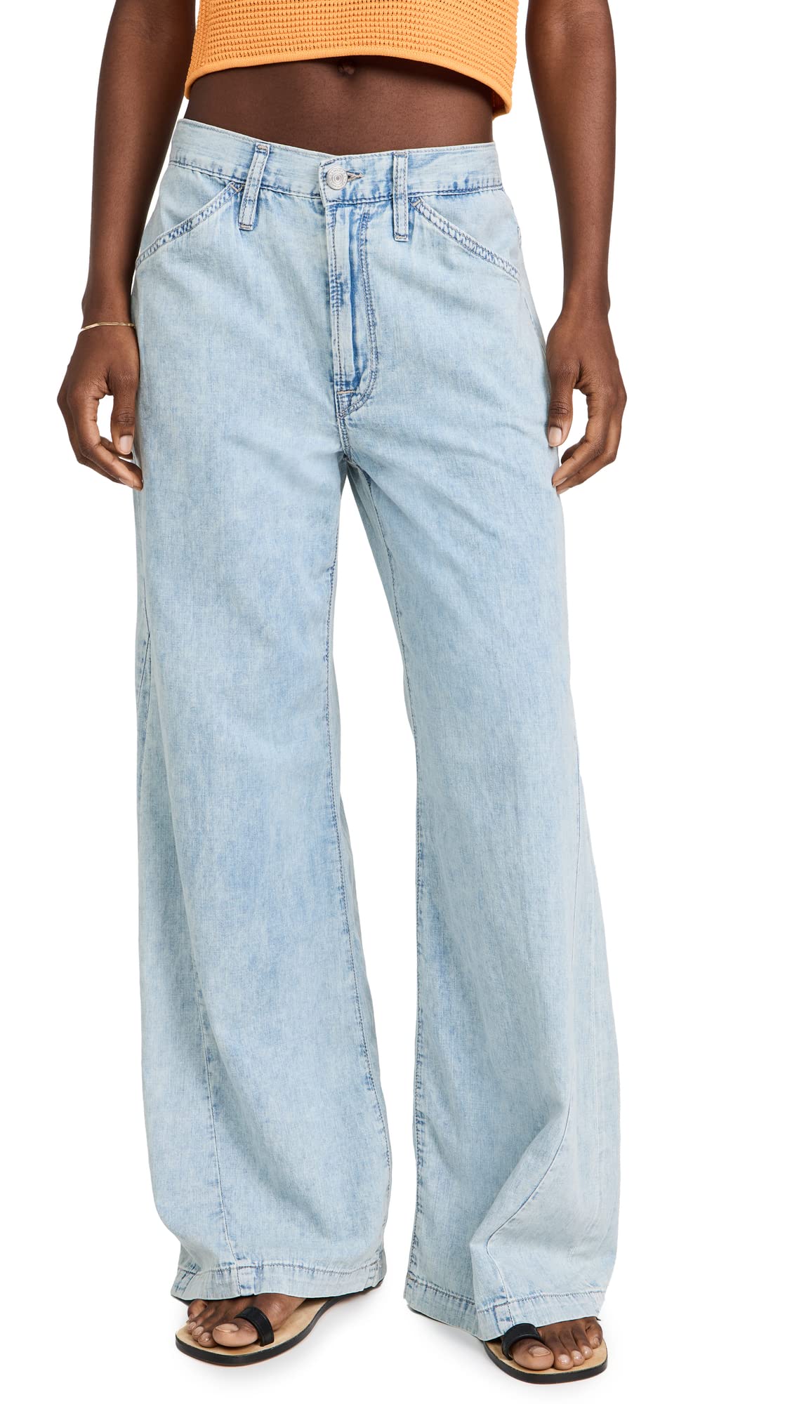 FRAME Women's High Waisted Le Baggy Palazzo Jeans - Comfortable Wide Leg Denim Pants for Casual Wear & Street Style Outfits