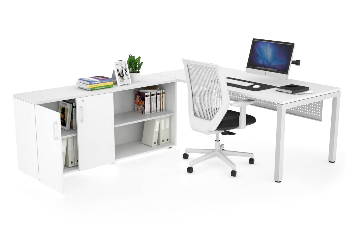 Quadro Square Executive White Frame Office Chair [1600L x 700W] - Premium Ergonomic Seating for Home Office & Conference Rooms