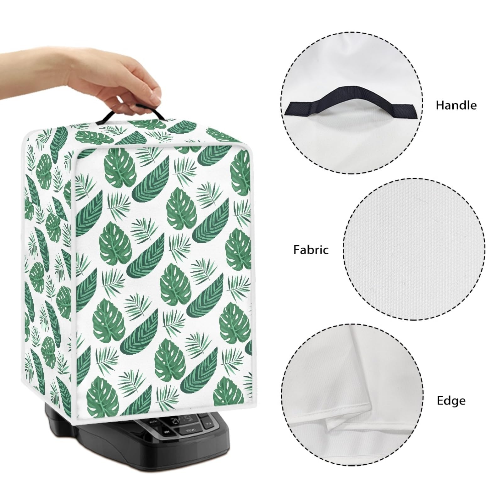 Waterproof Green Palm Coffee Maker Cover - Dustproof Protective Cover for Countertop Appliances with Top Handle | Perfect for Kitchen, Office & RV Use