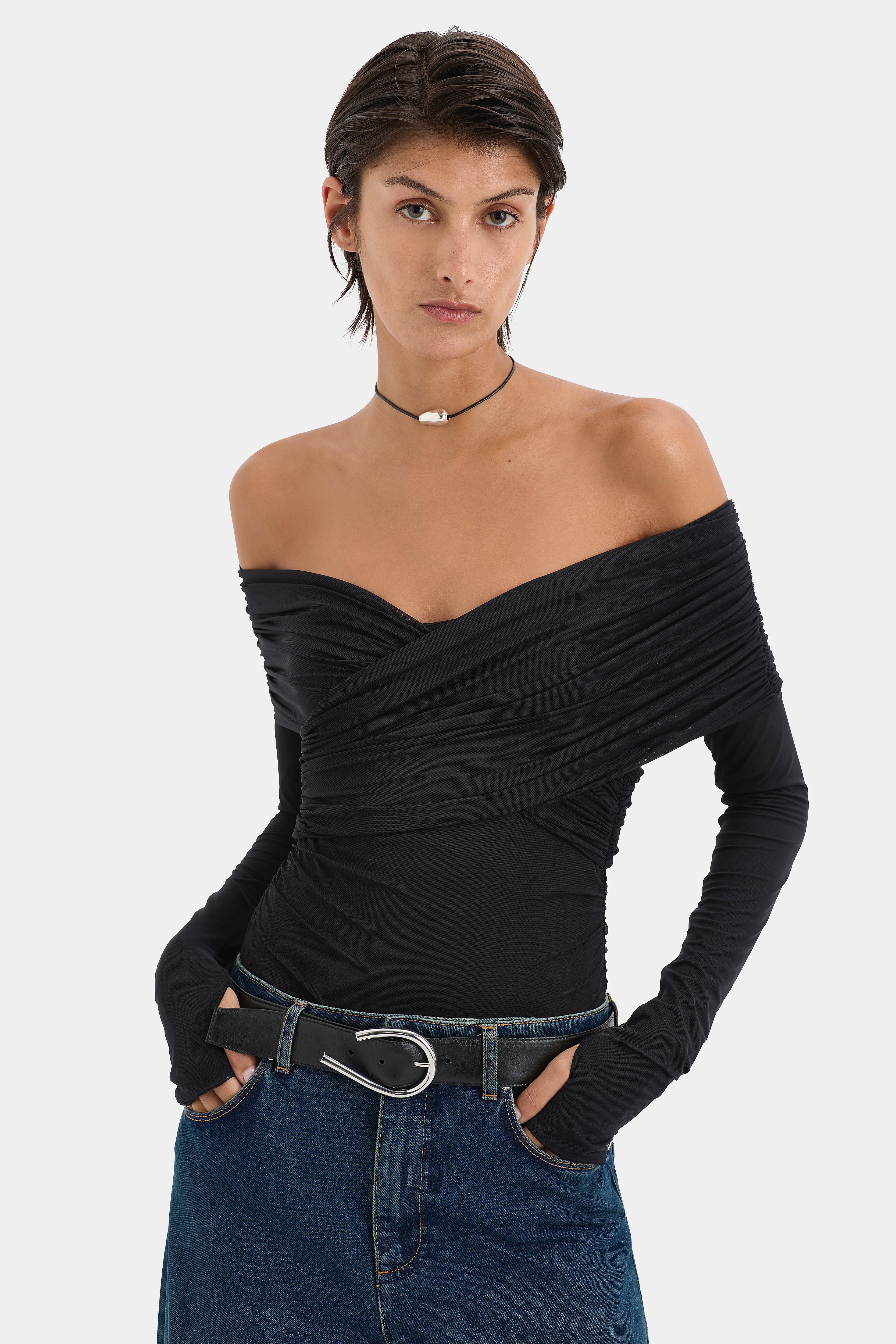 Jacques Women's Gathered Long Sleeve Blouse - Elegant Casual Tops for Work, Date Night & Everyday Wear