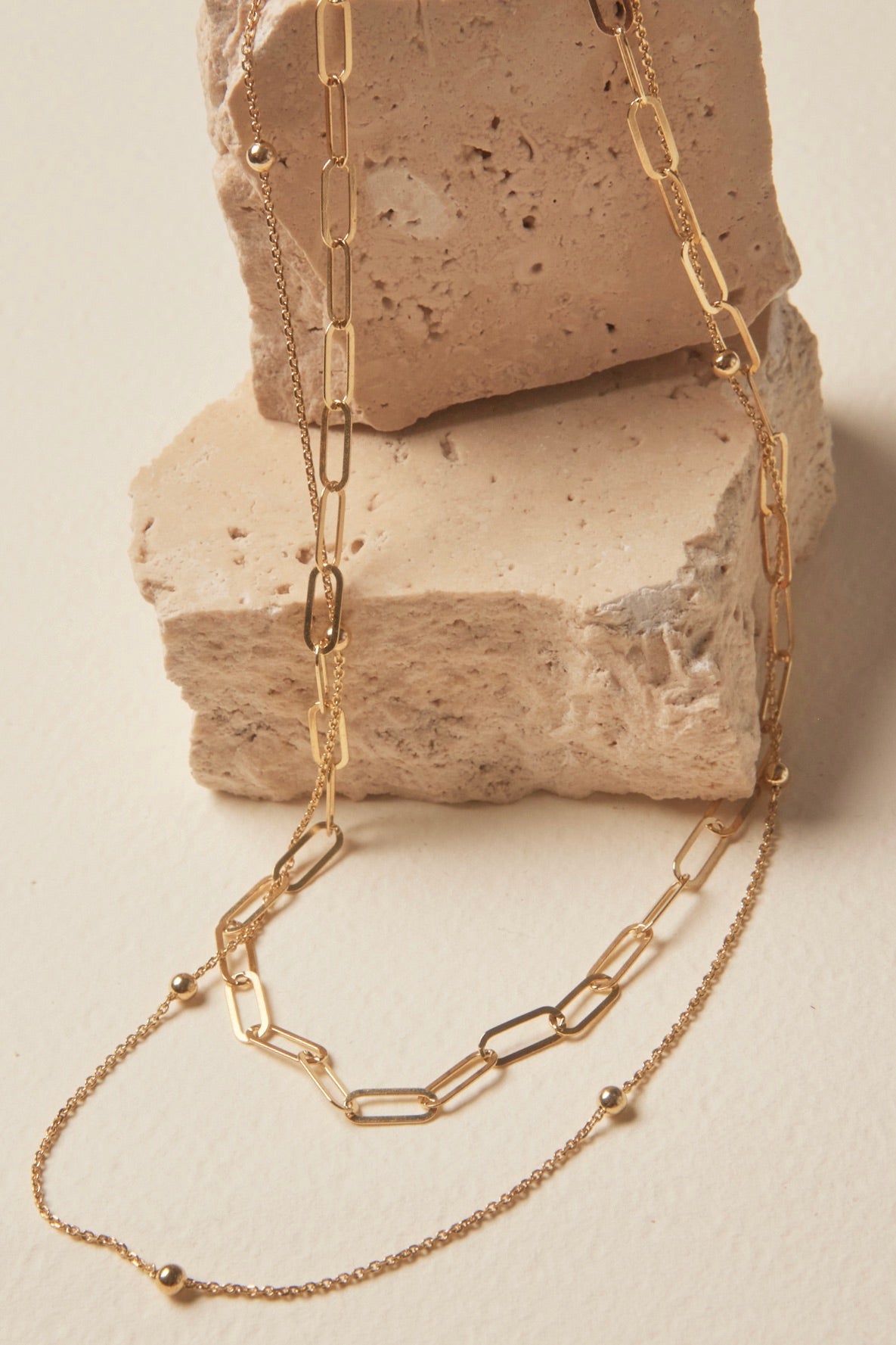 Double Link EOL Chain Gold Necklace for Women - 14K Gold Plated Layering Necklace Jewelry Gift for Her - Perfect for Everyday Wear, Date Night & Special Occasions