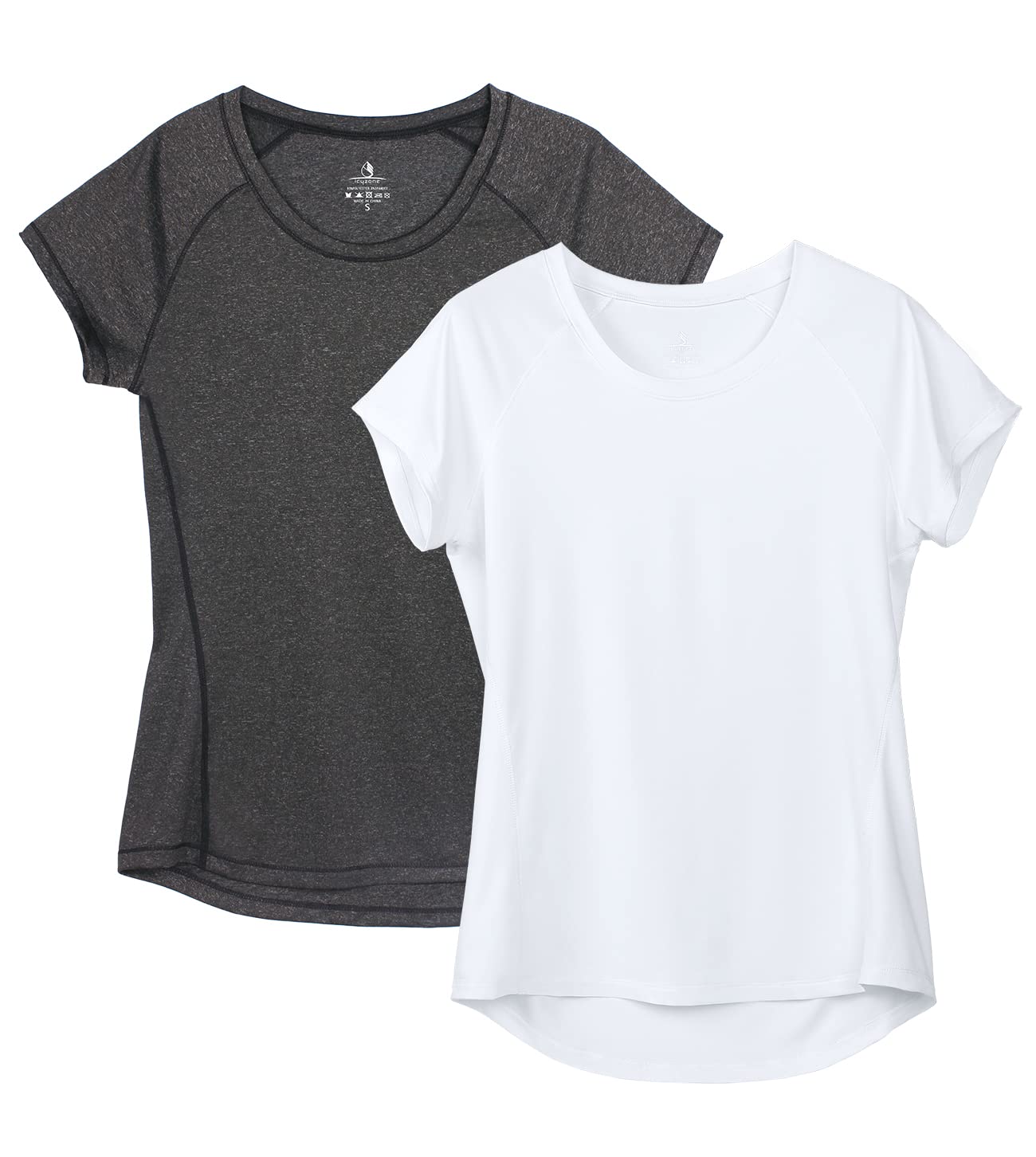 Icyzone Women's Workout Running Shirts - Breathable Short Sleeve Raglan T-Shirts for Gym, Yoga & Fitness Training | Perfect for Cardio, Jogging & Active Lifestyle