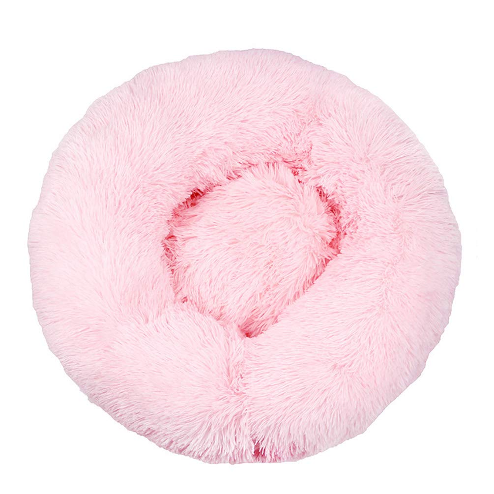 SYUS Washable Plush Donut Pet Bed for Dogs & Cats - Soft Round Cuddler Nest with Bolster, Warm Winter Sleeping Mat for Small, Medium & Large Pets - Perfect for Cozy Napping in Living Room or Bedroom