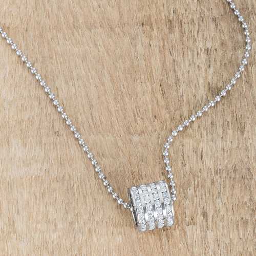 1.1ct Cubic Zirconia Rhodium Plated Stainless Steel Pendant Necklace for Women - Elegant Jewelry Gift for Birthday, Anniversary & Special Occasions