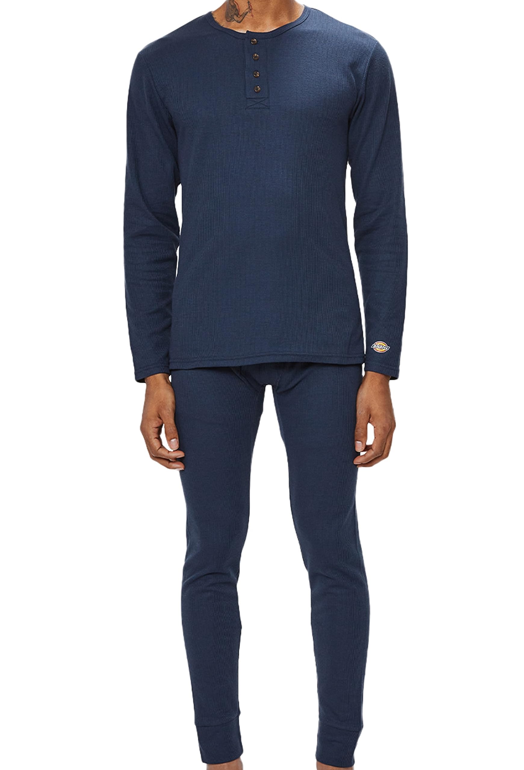 Dickies Men's Thermal Underwear Set - 2 Piece Waffle Knit Long Johns & Henley Base Layer for Cold Weather (Navy) - Winter Workwear, Outdoor Activities & Layering