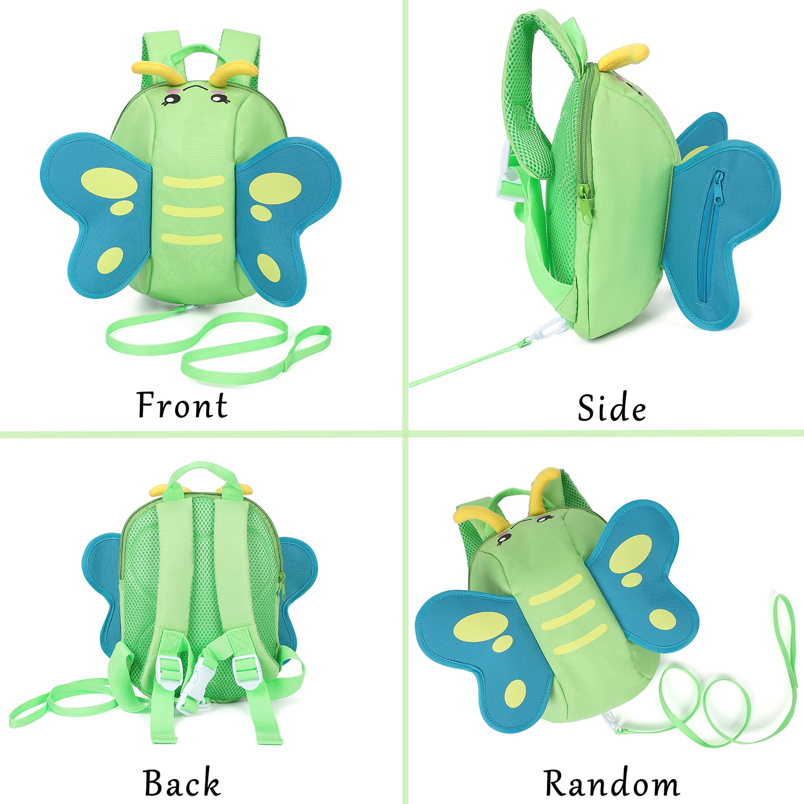 GARVEE 300D 3D Butterfly Kids Backpack for School - Lightweight Waterproof Bookbag with Adjustable Straps, Green - Perfect for Elementary Students, Daycare & Travel Accessories