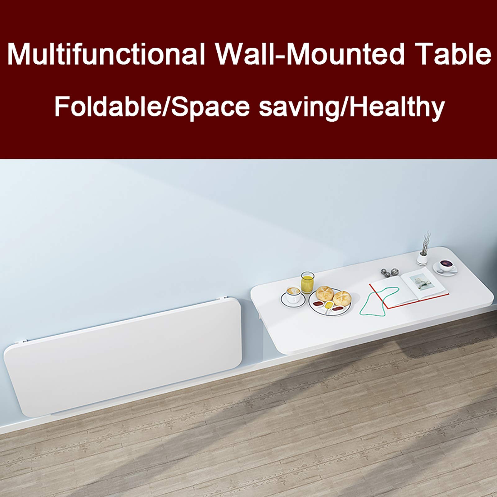 Feelme Wall Mounted Computer Desk - Space Saving Folding Table for Small Spaces, Kitchen, Dining, Study & Home Office - Perfect for Kids, Students & Remote Work (Multiple Sizes Available)