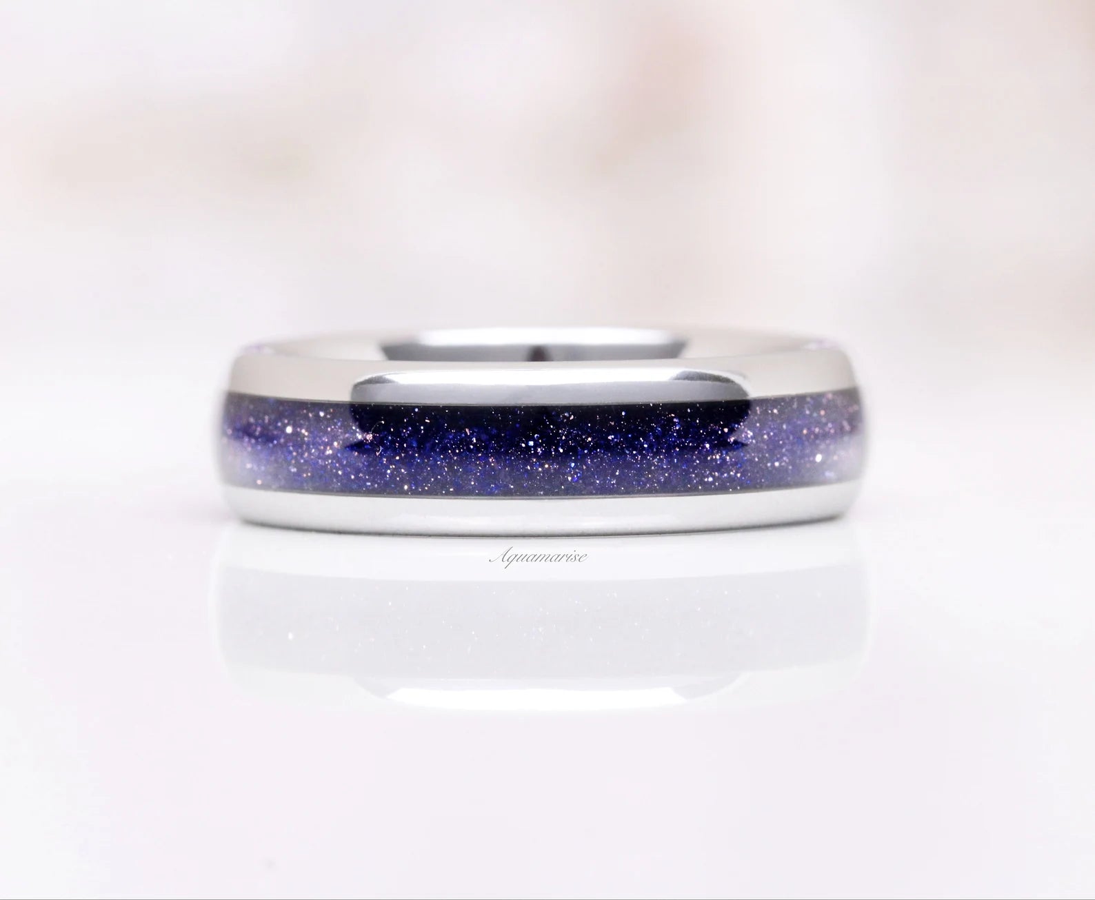 Galaxy Sandstone Starry Night Couples Ring - Matching Wedding Bands for Him & Her, Unique Celestial Jewelry Gift for Anniversary, Engagement, or Romantic Occasions