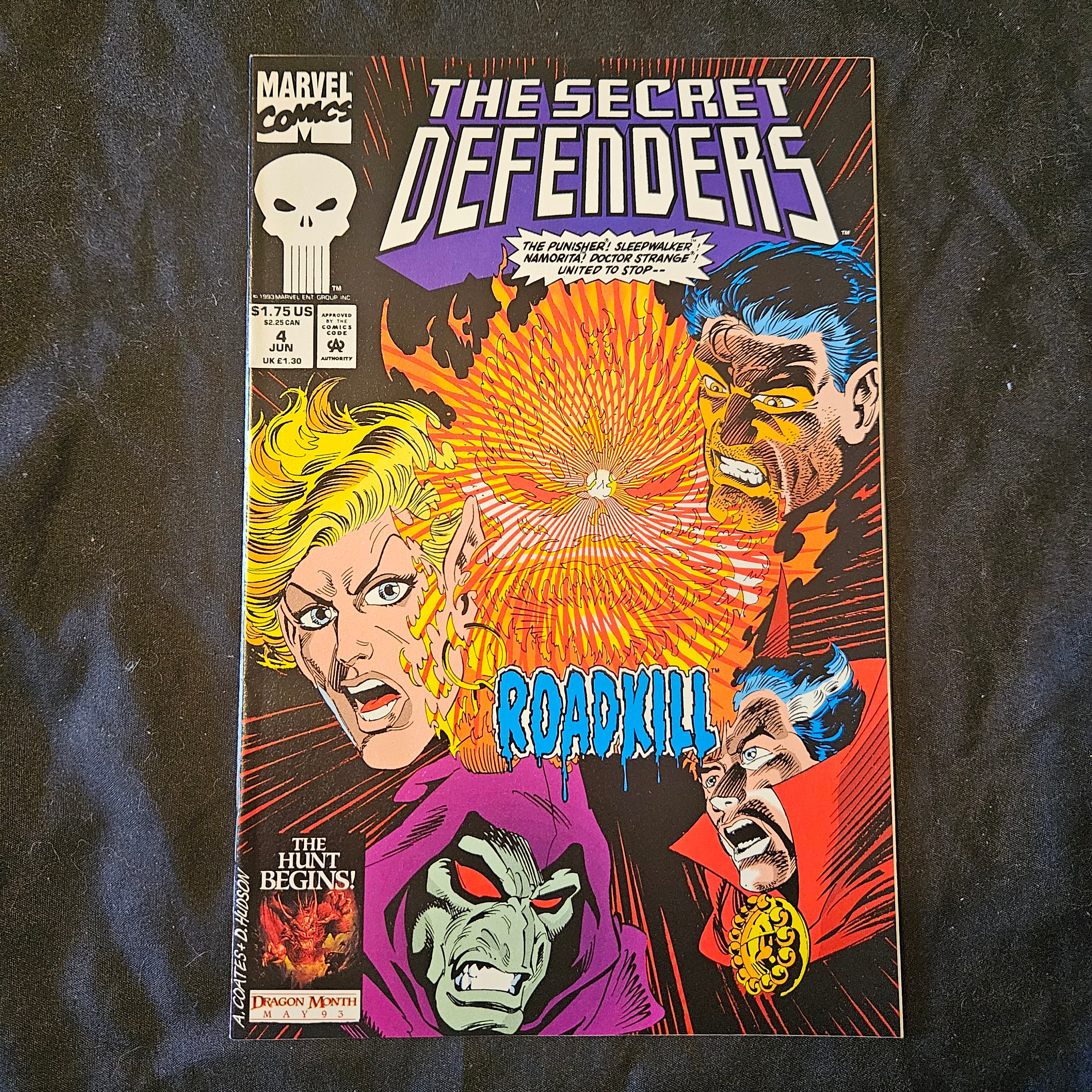 Marvel Comics: The Secret Defenders #4 (June 1993) - Roadkill Encounter | Rare Vintage Comic Book for Collectors & Marvel Fans | Perfect for Comic Book Displays & Superhero Memorabilia Collections